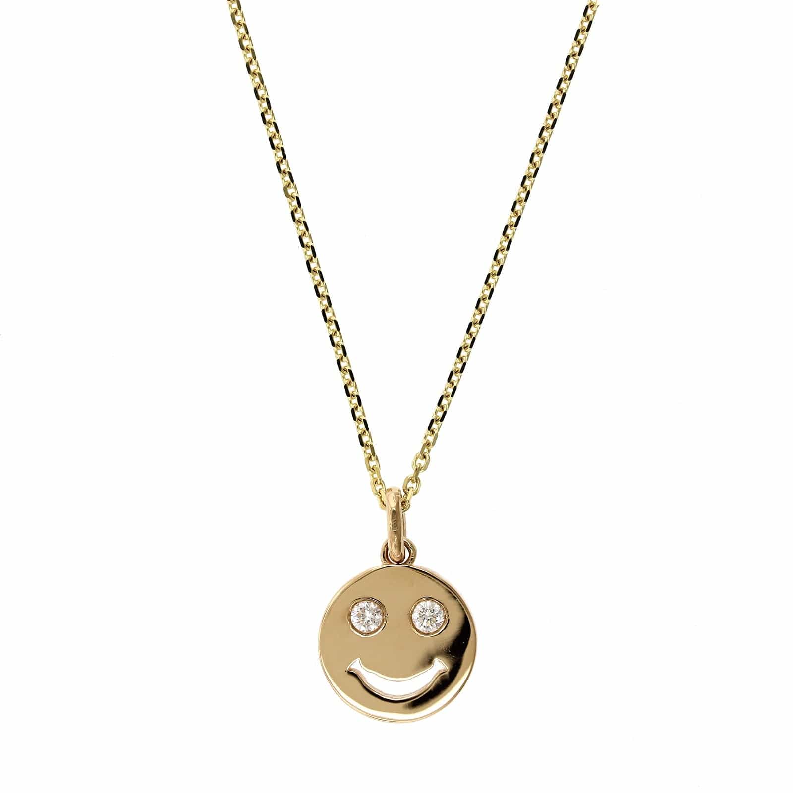 14K Yellow Gold Smiley Face Diamond Pendant - Image 5