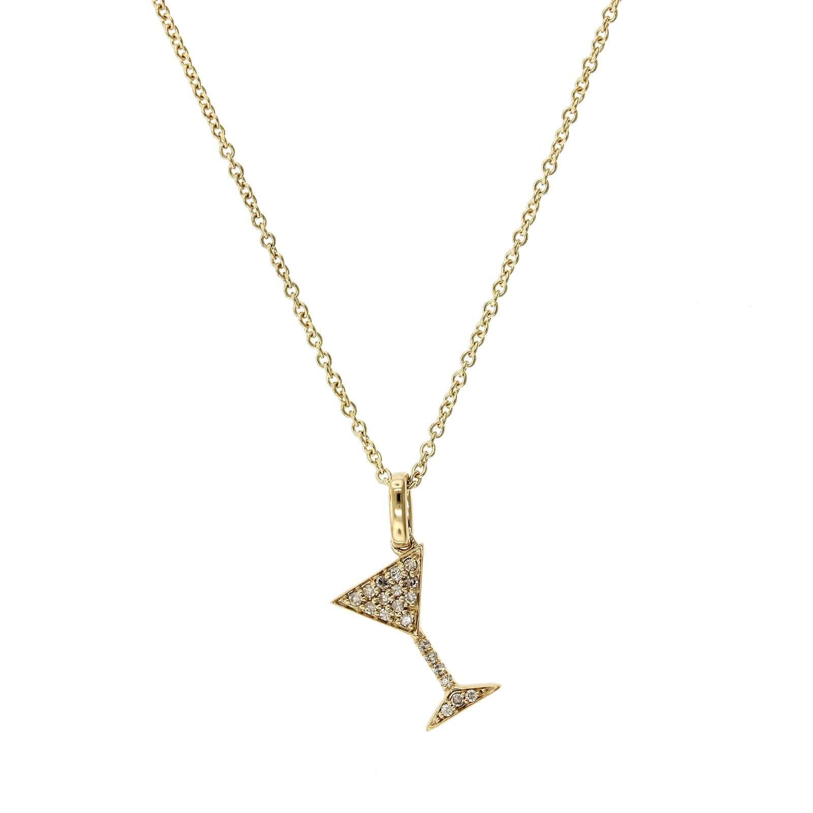 14K Yellow Gold Martini Diamond Necklace