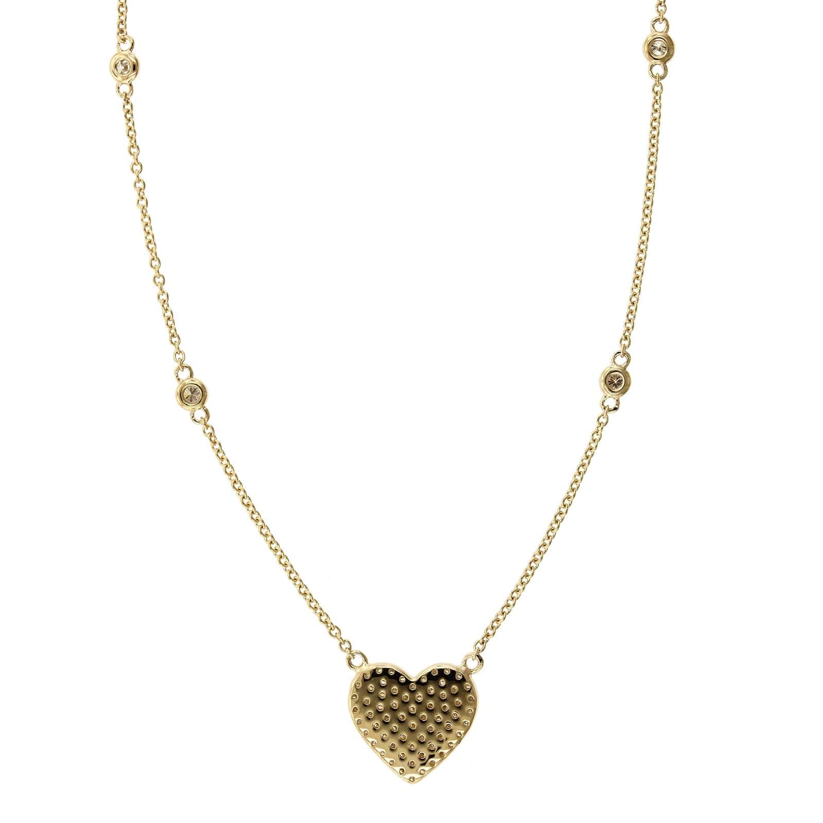 14K Yellow Gold Diamond by the Yard Diamond Heart Necklace - Image 3