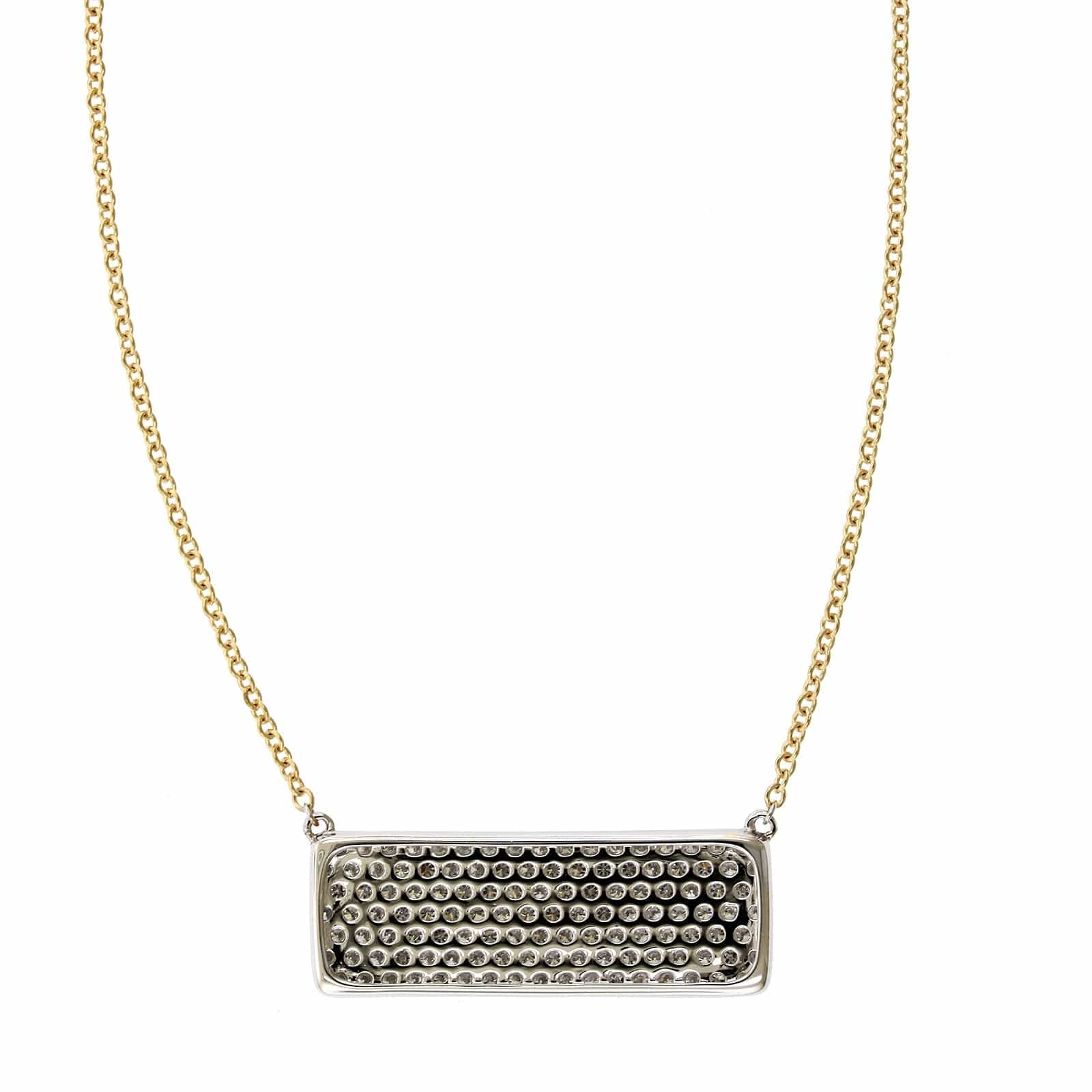 14K Two-Tone Pave Diamond Bar Necklace - Image 2