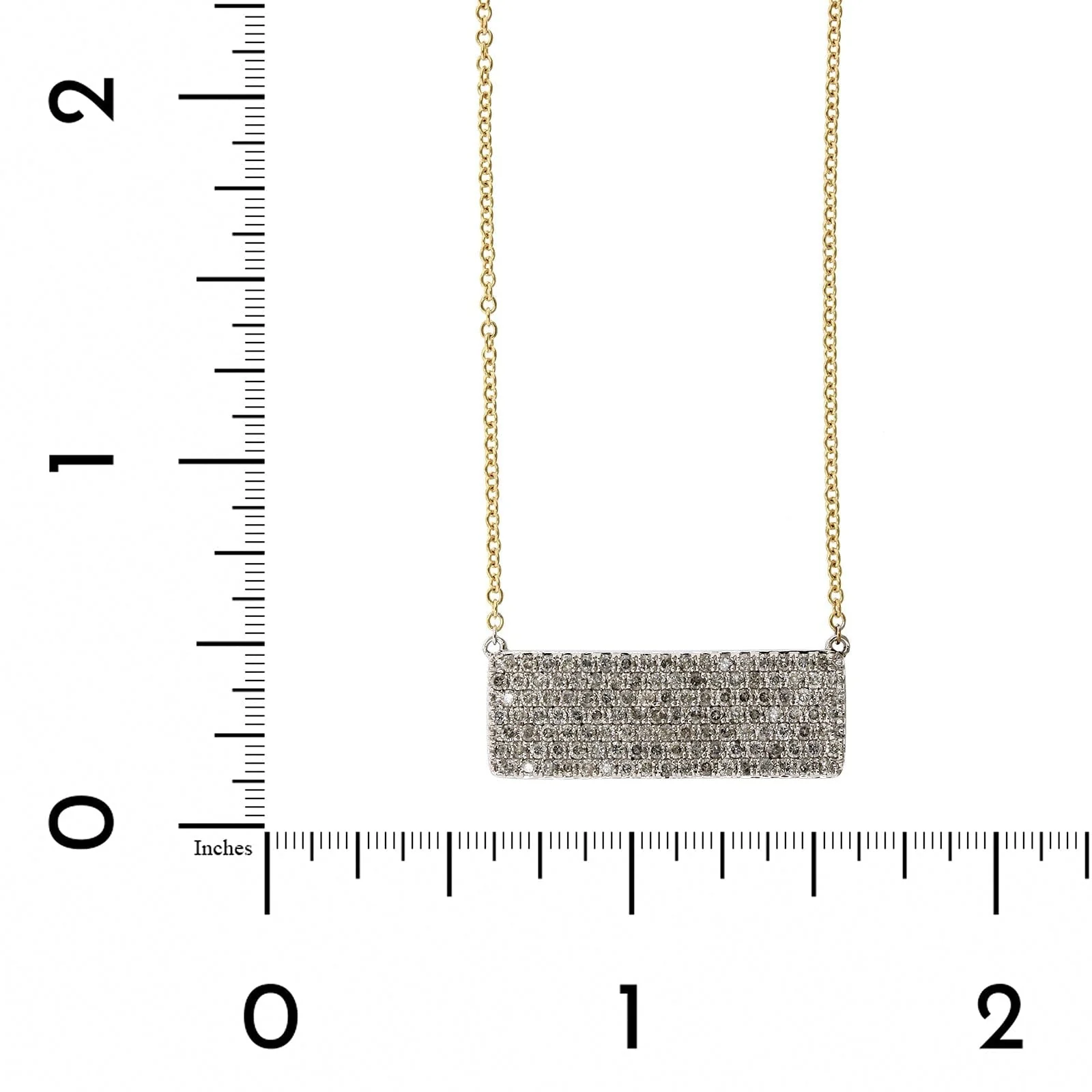 14K Two-Tone Pave Diamond Bar Necklace - Image 4
