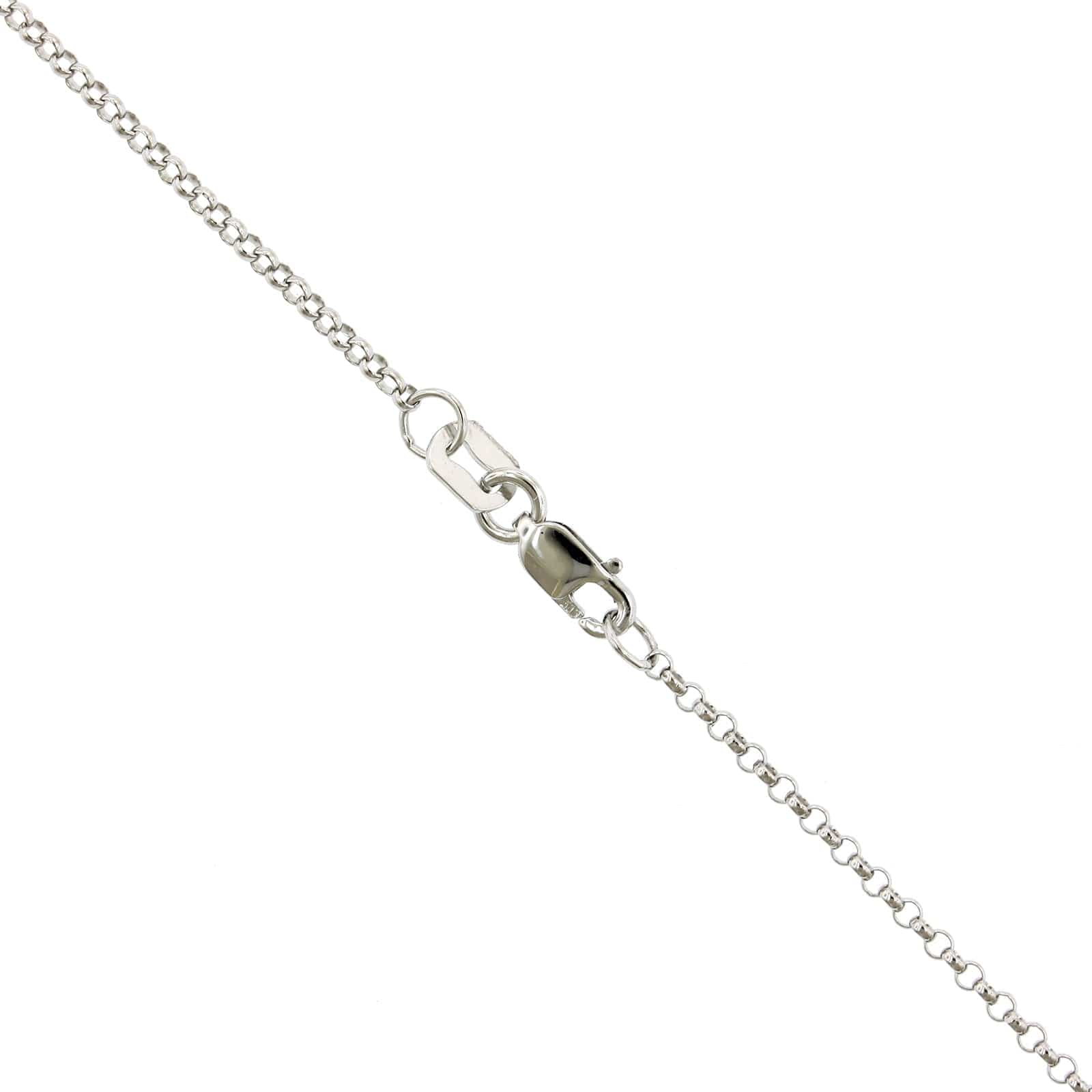 14K White Gold Round and Baguette Diamond Circle Necklace - Image 3
