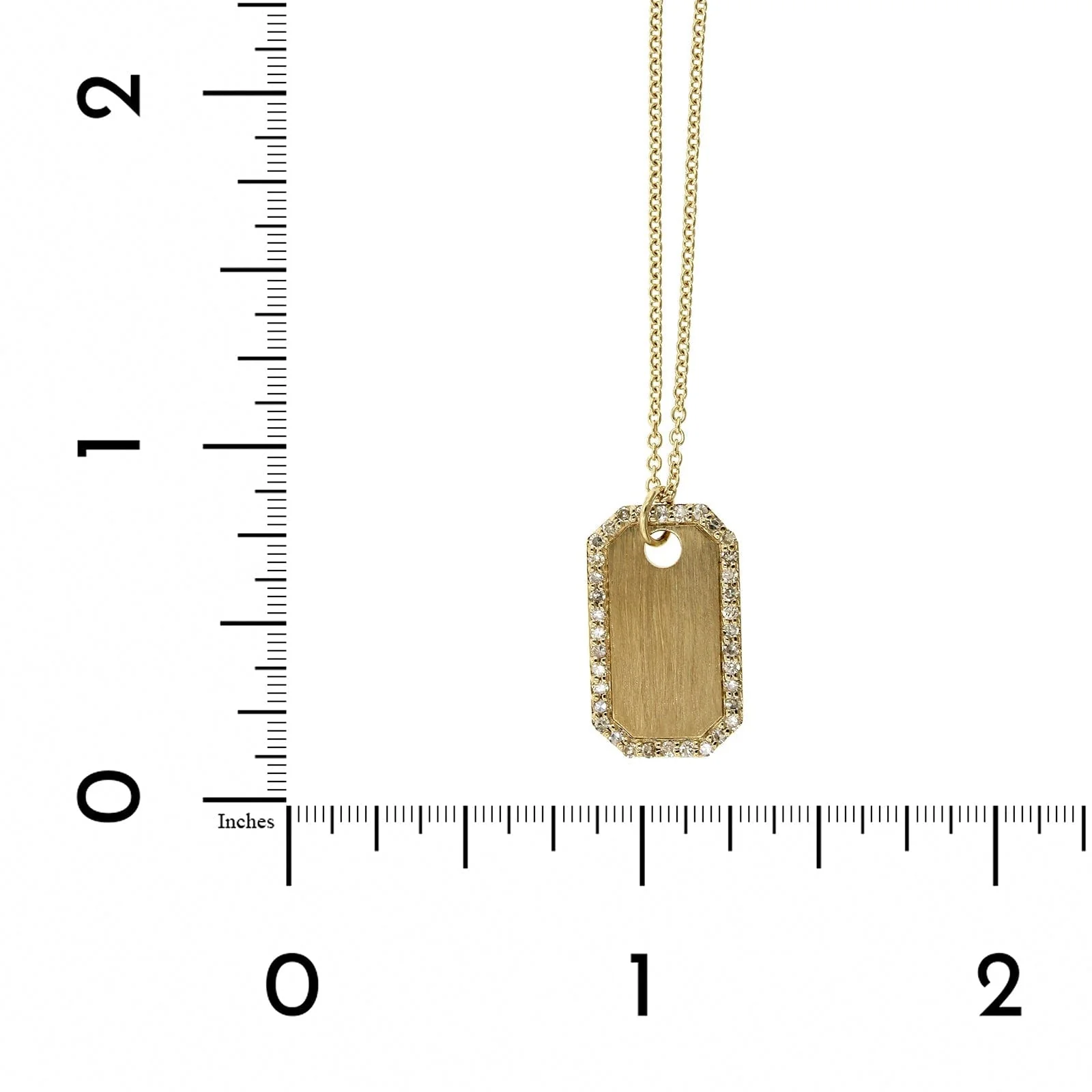 14K Yellow Gold Dog Tag Diamond Necklace - Image 4