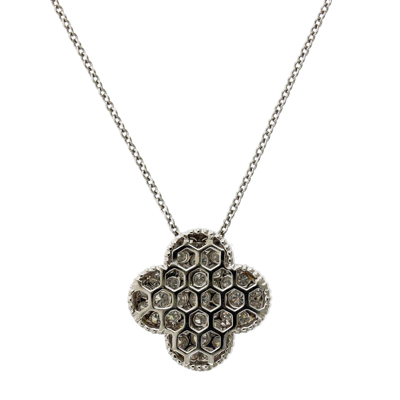 18K White Gold Diamond Clover Pendant - Image 2
