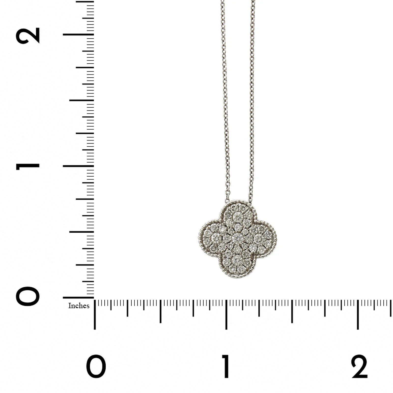 18K White Gold Diamond Clover Pendant - Image 4