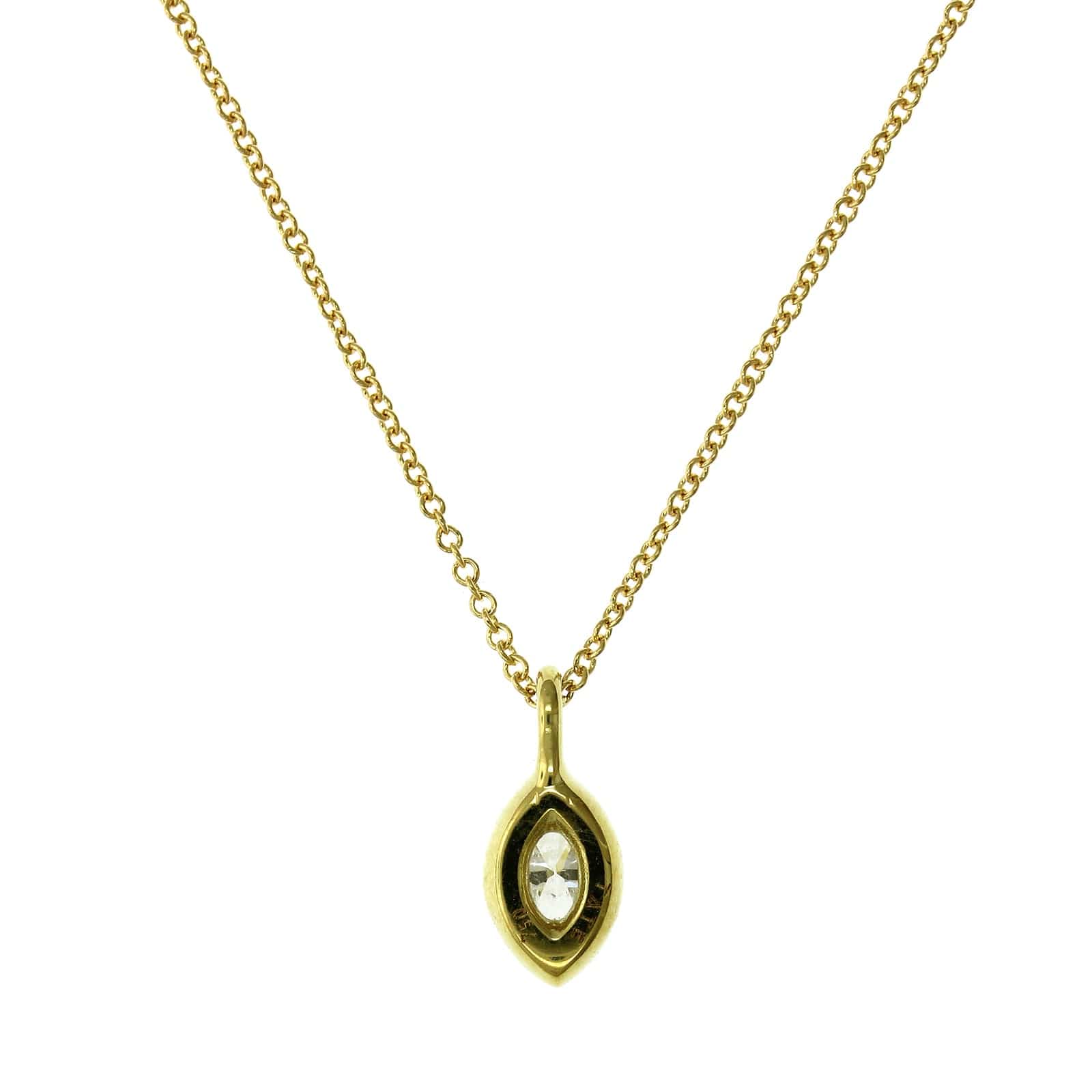 18K Yellow Gold Marquise Cut Diamond Pendant - Image 2