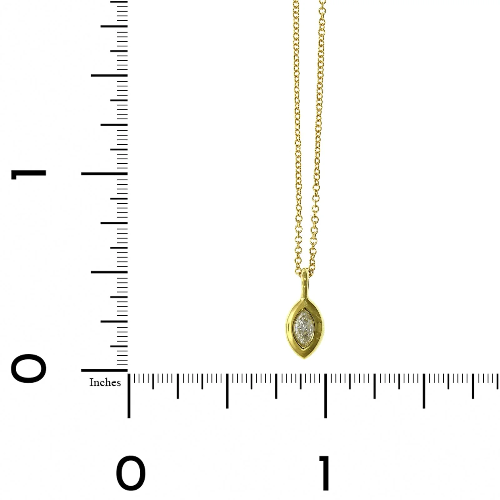18K Yellow Gold Marquise Cut Diamond Pendant - Image 4