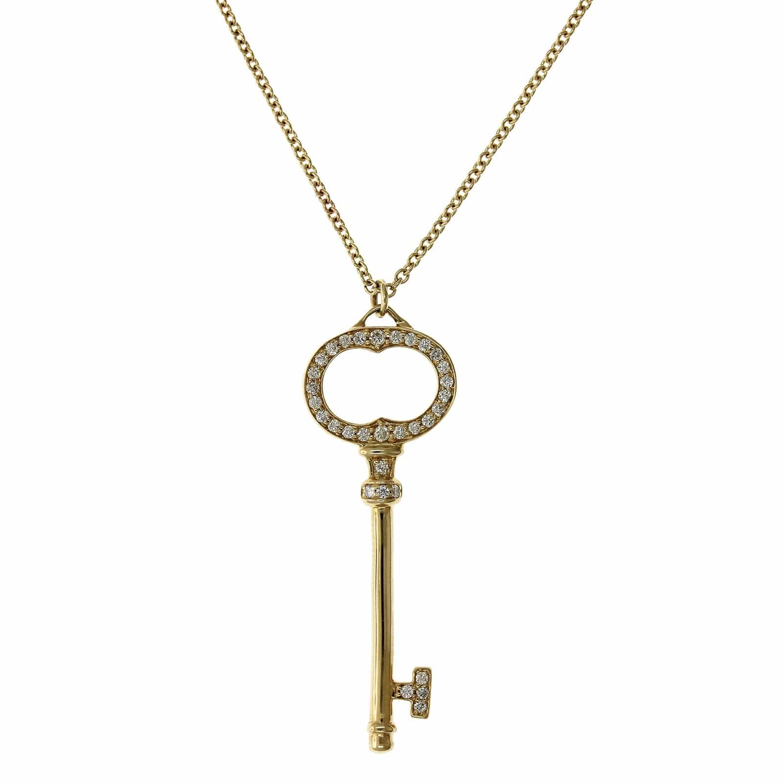 14K Yellow Gold Diamond Key Pendant