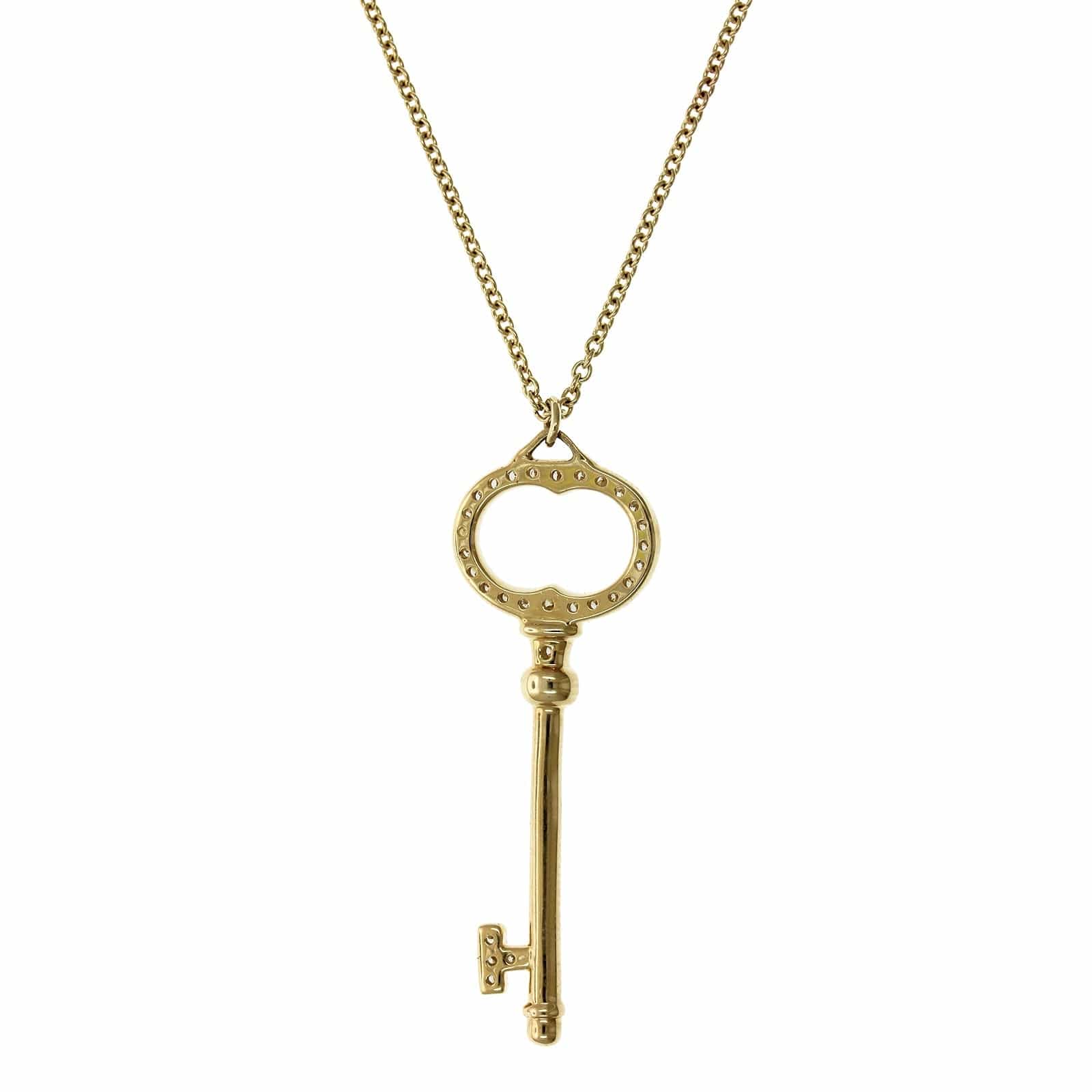 14K Yellow Gold Diamond Key Pendant - Image 2