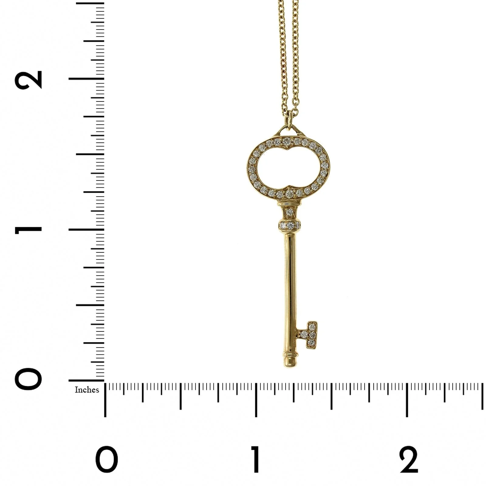 14K Yellow Gold Diamond Key Pendant - Image 4