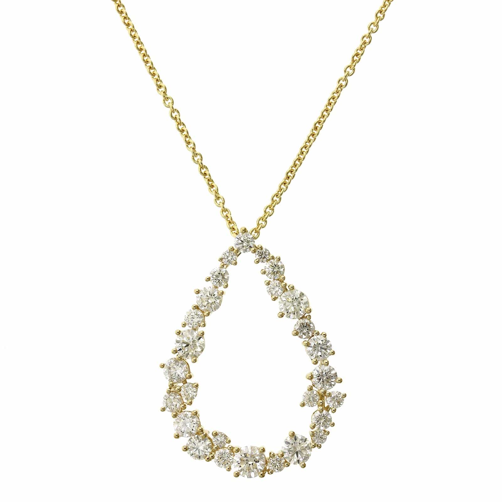 14K Yellow Gold Diamond Cluster Pear Shape Pendant