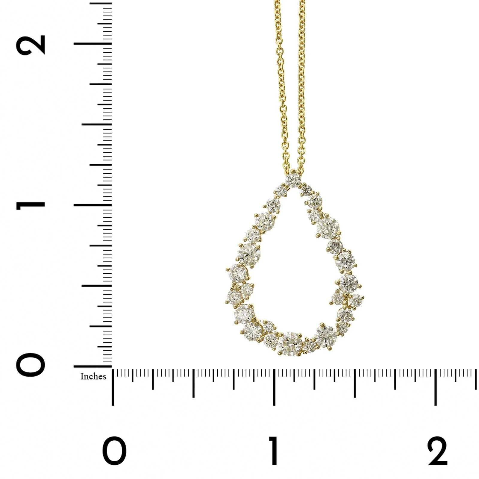 14K Yellow Gold Diamond Cluster Pear Shape Pendant - Image 4