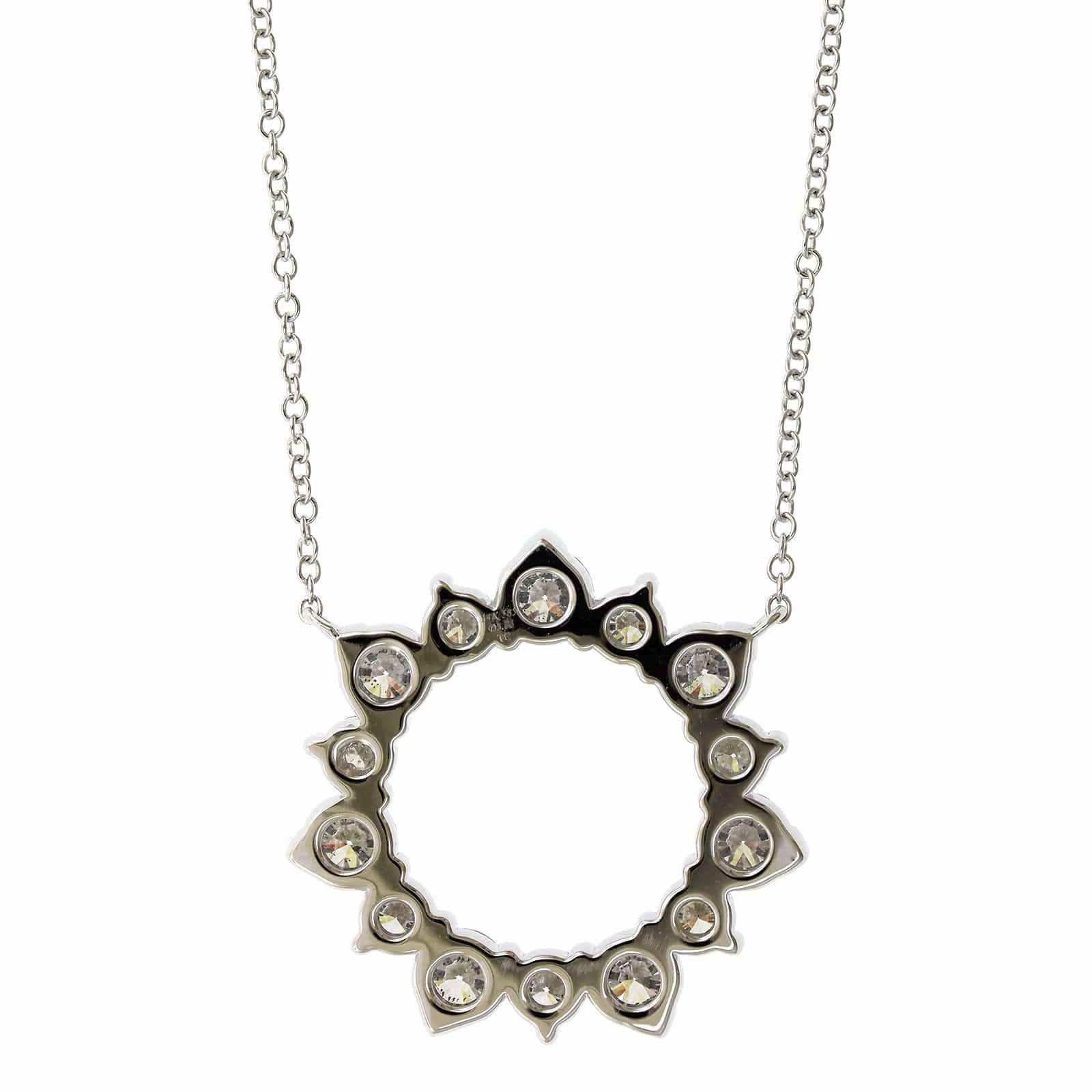 14K White Gold Diamond Alternating Size Circle Necklace - Image 2