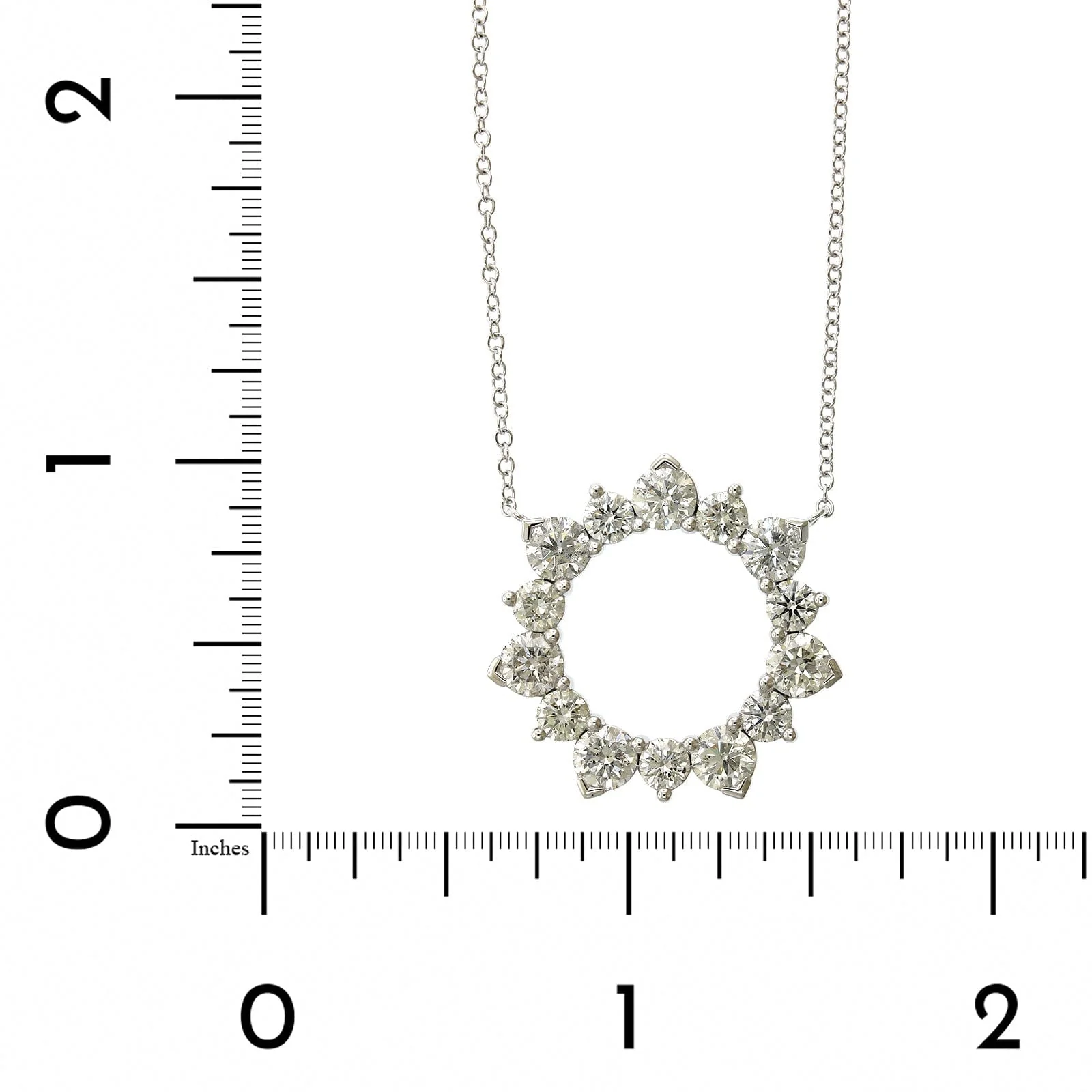 14K White Gold Diamond Alternating Size Circle Necklace - Image 4