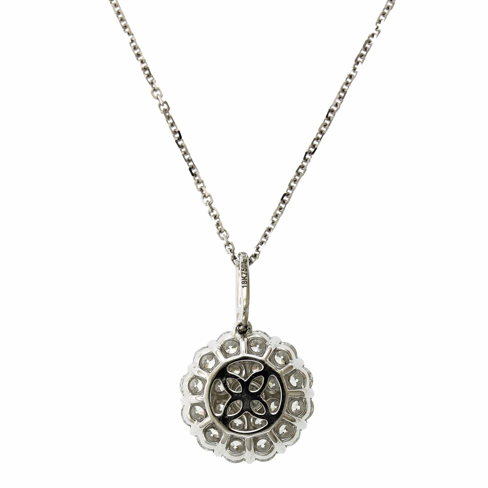 18K White Gold Double Diamond Halo Pendant - Image 2
