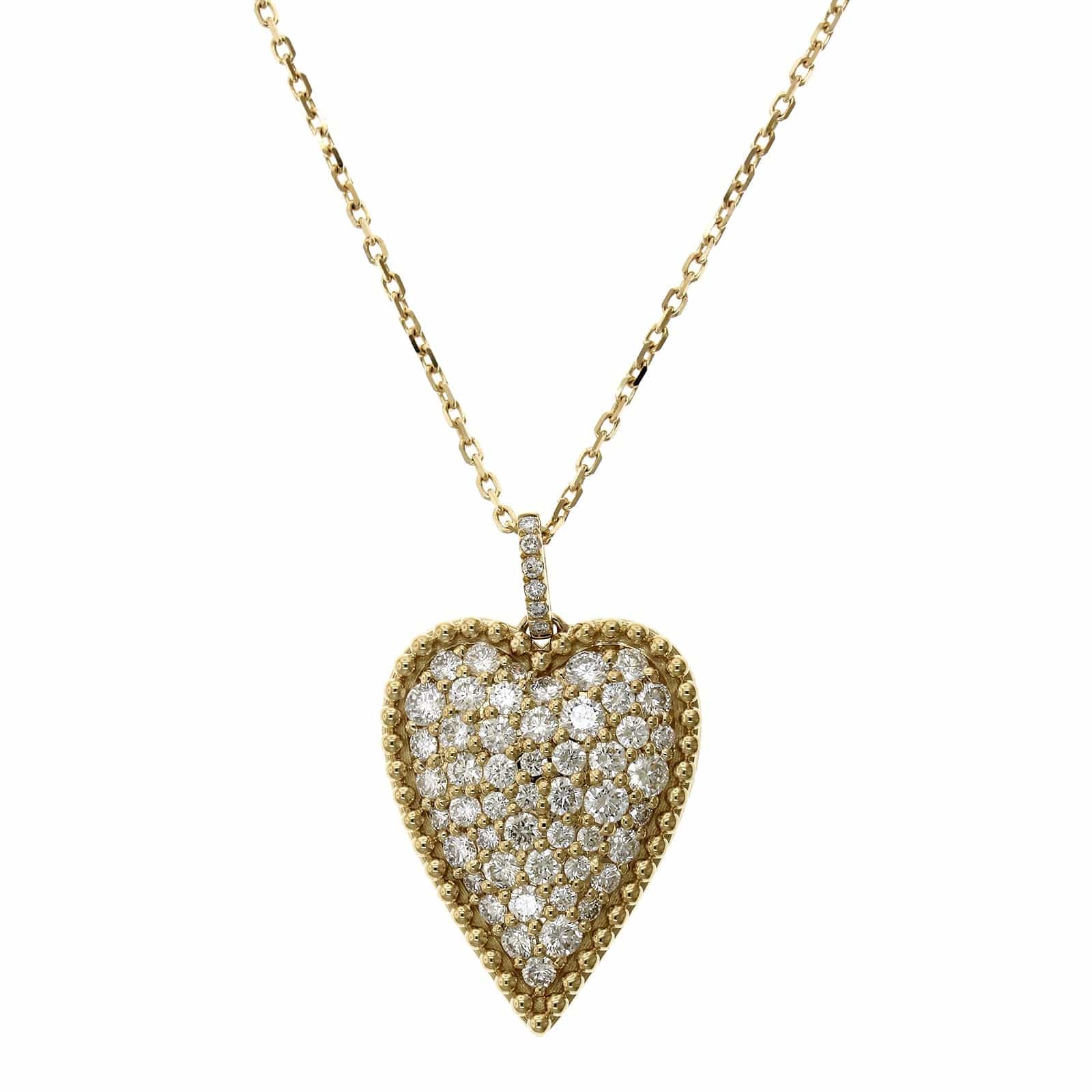 14K Yellow Gold Heart Beaded Edge Pendant - Image 5
