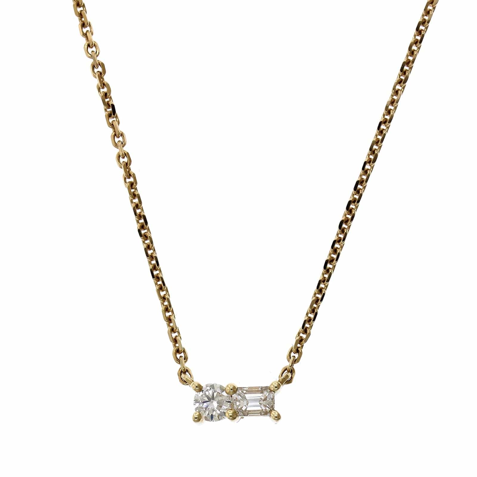 14K Yellow Gold 2 Stone Diamond Pendant