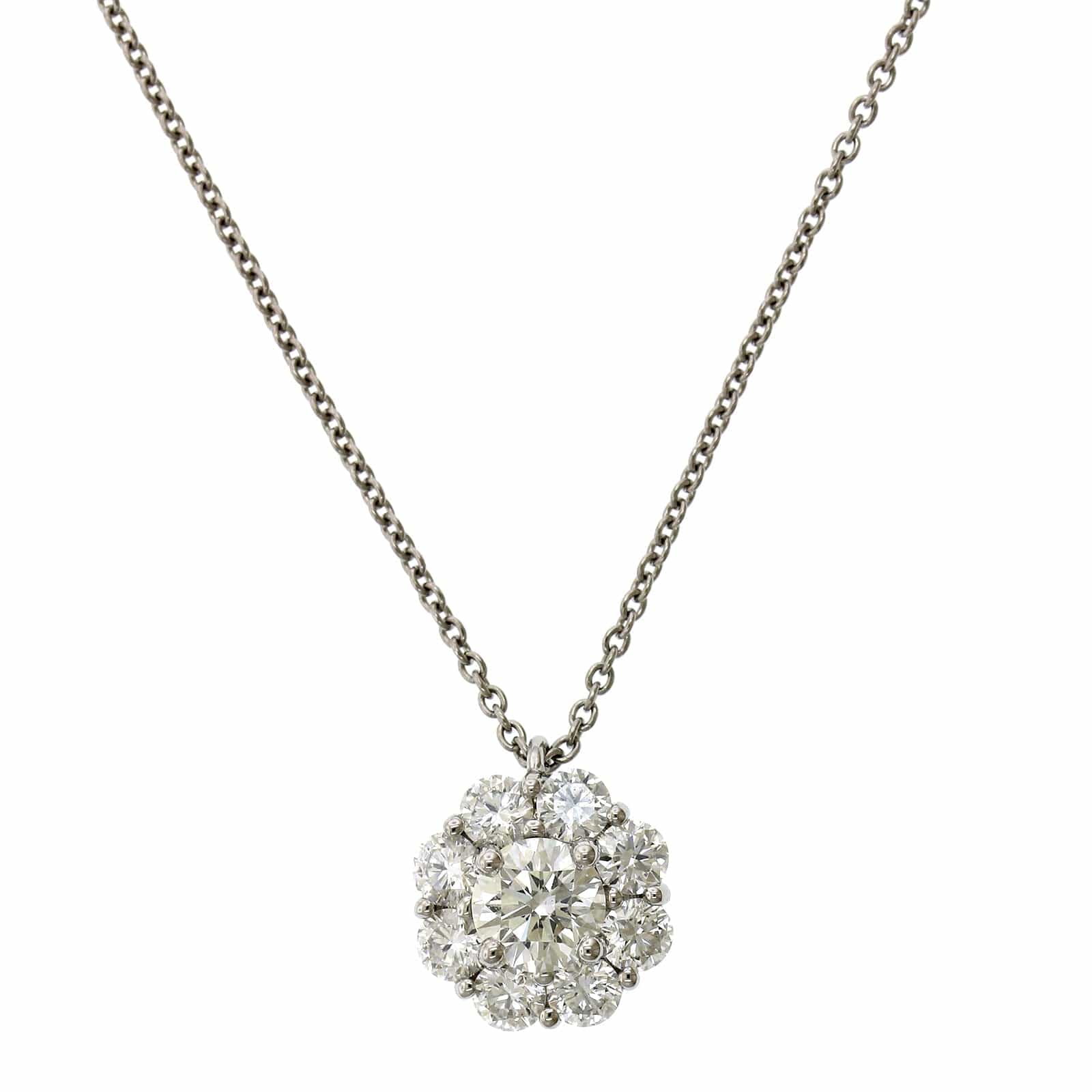 Platinum Diamond Cluster Halo Pendant