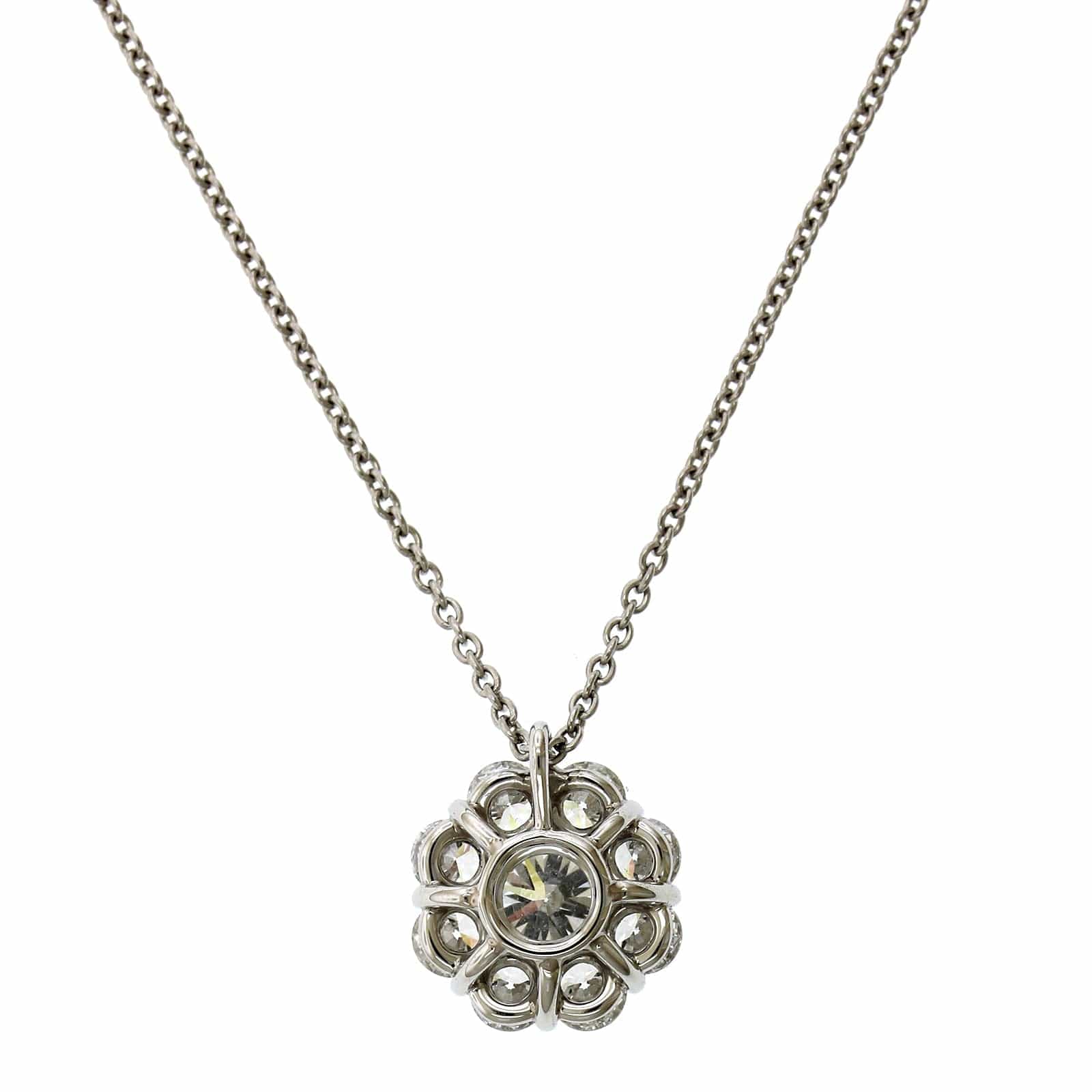 Platinum Diamond Cluster Halo Pendant - Image 2