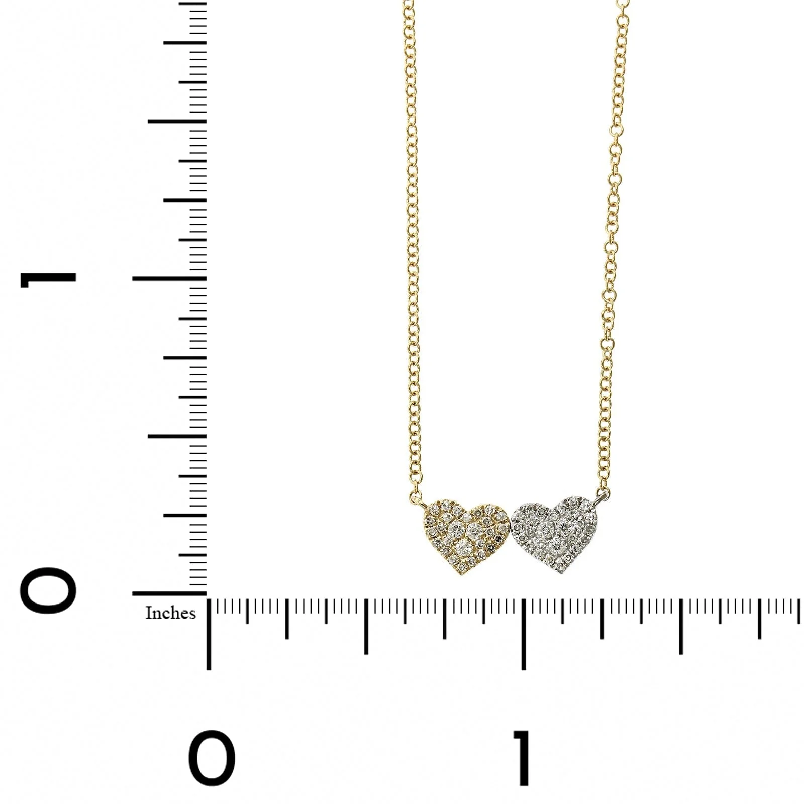 14K Yellow and White Gold Diamond Double Heart Pendant - Image 3
