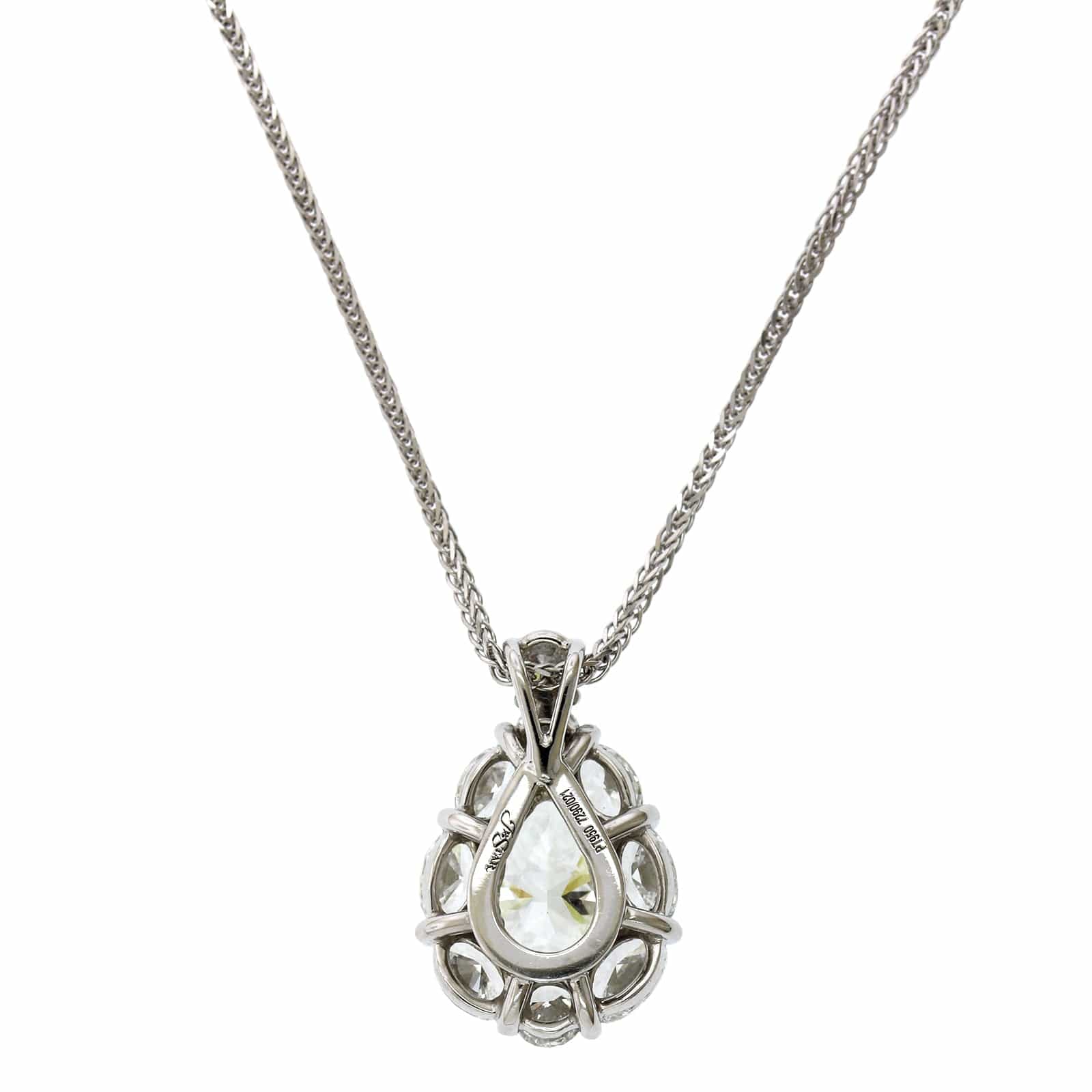 Platinum Pear Shape Diamond Halo Pendant - Image 2