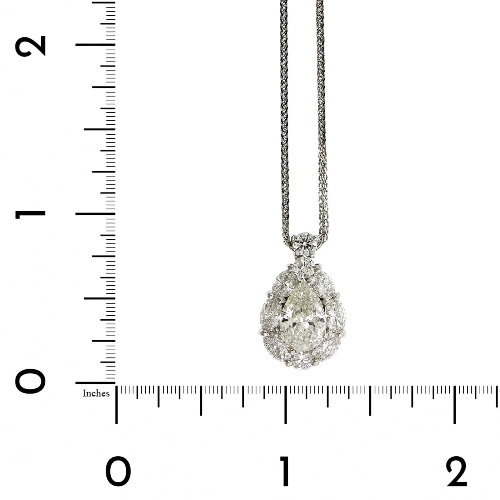 Platinum Pear Shape Diamond Halo Pendant - Image 4