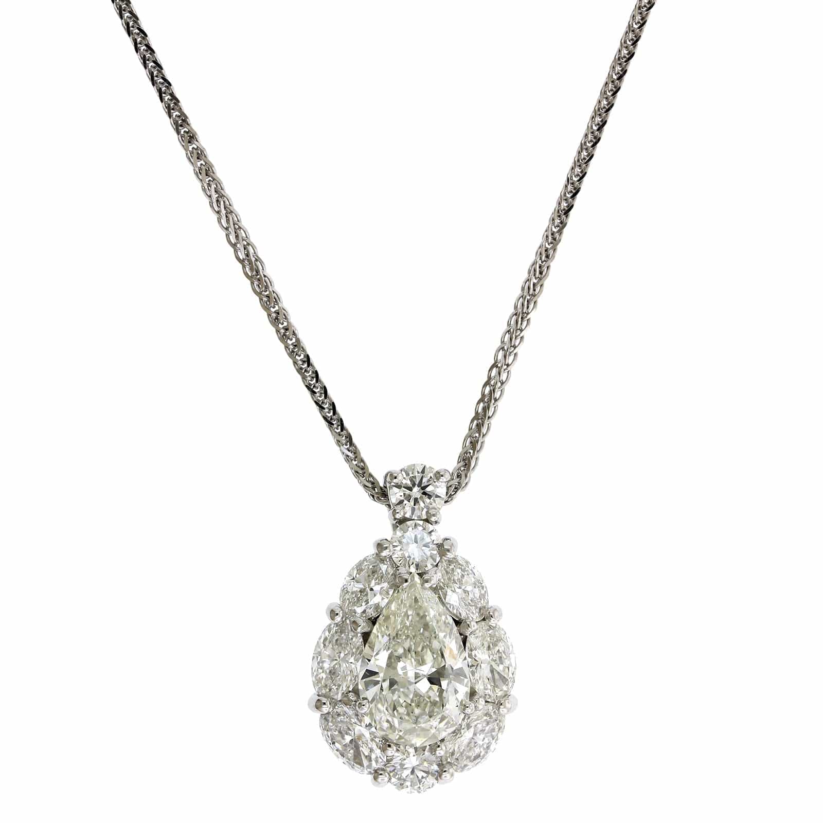 Platinum Pear Shape Diamond Halo Pendant - Image 5
