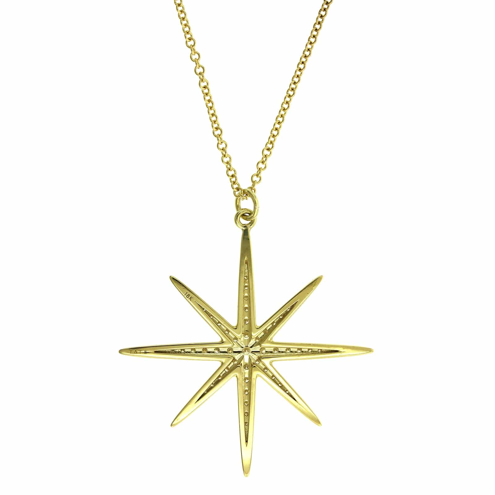 18K Yellow Gold Pave Diamond Star Pendant - Image 2