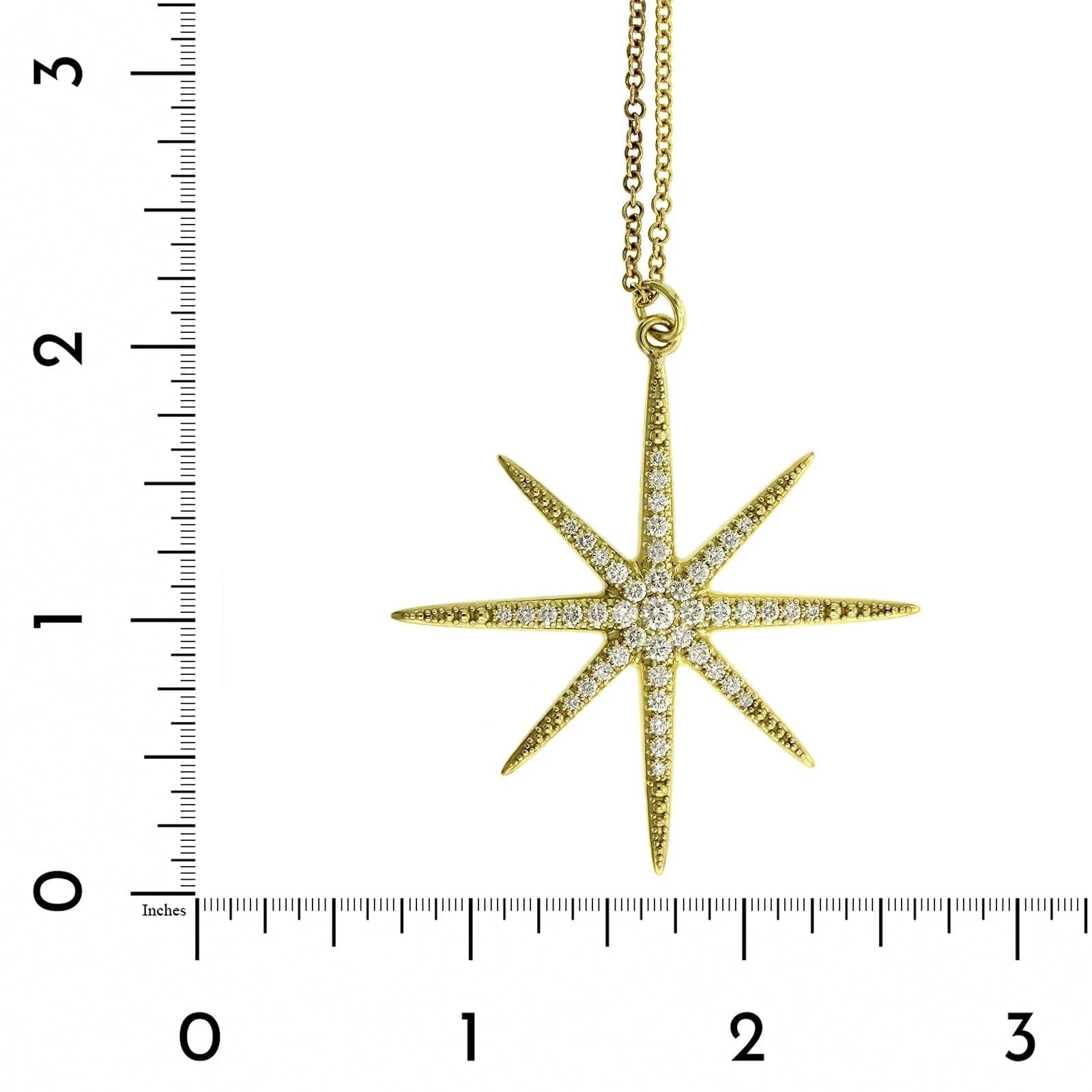 18K Yellow Gold Pave Diamond Star Pendant - Image 4