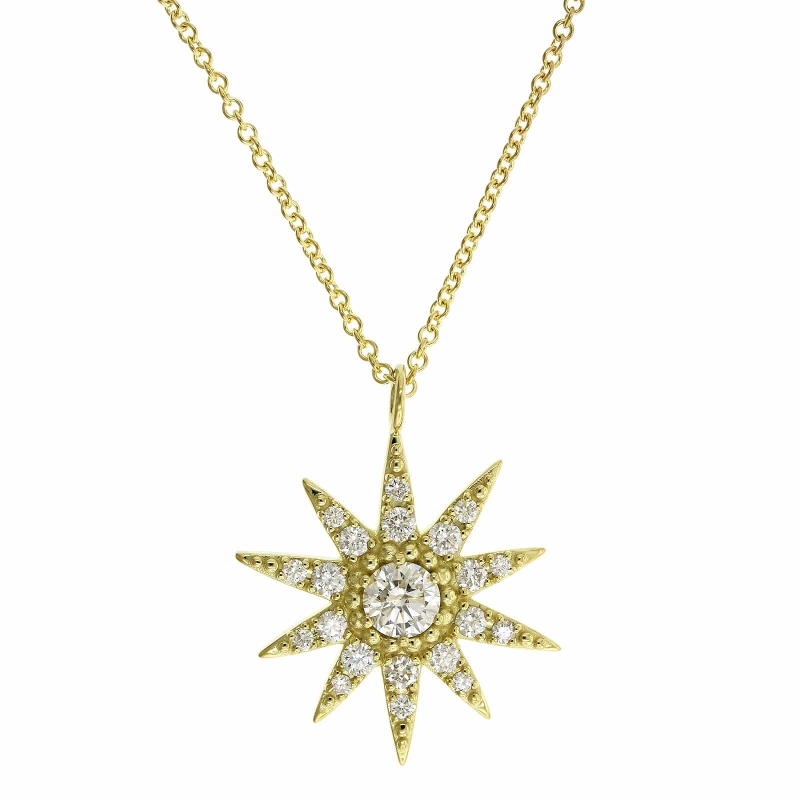18K Yellow Gold Diamond Star Pendant - Image 5