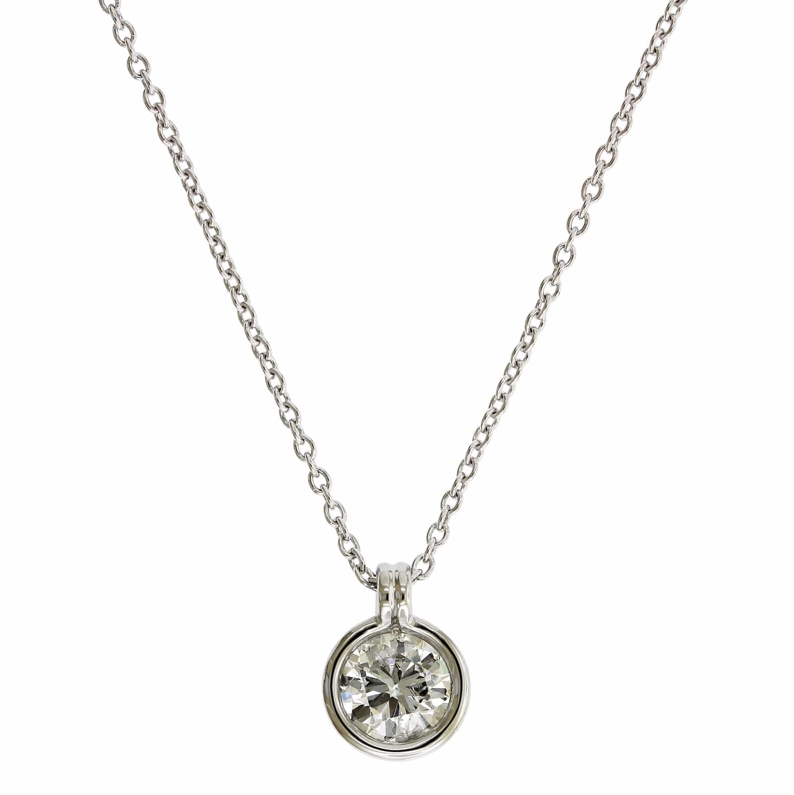 Platinum Bezel Set Diamond Pendant - Image 4