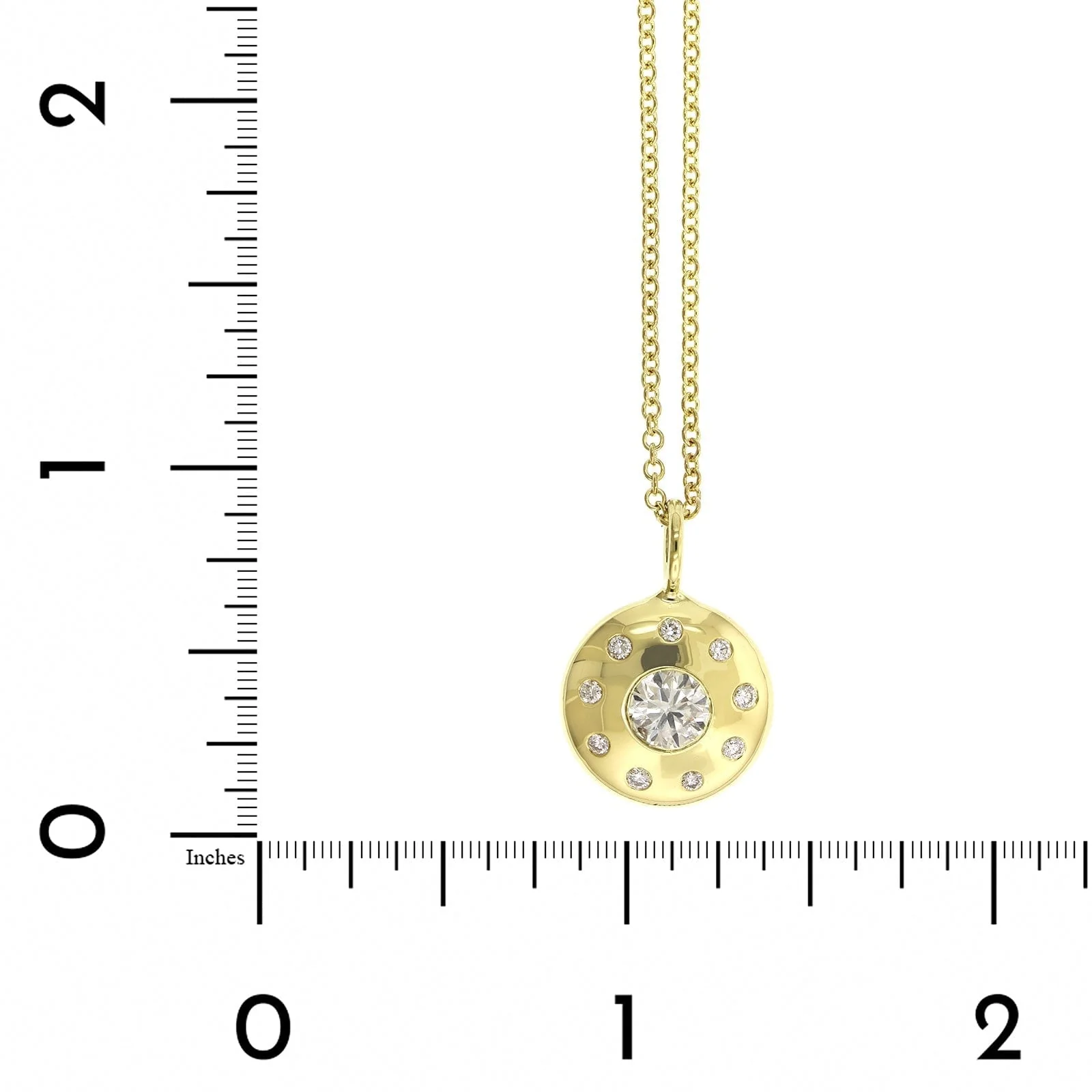 18K Yellow Gold Bezel Set Diamond Disc Pendant - Image 4