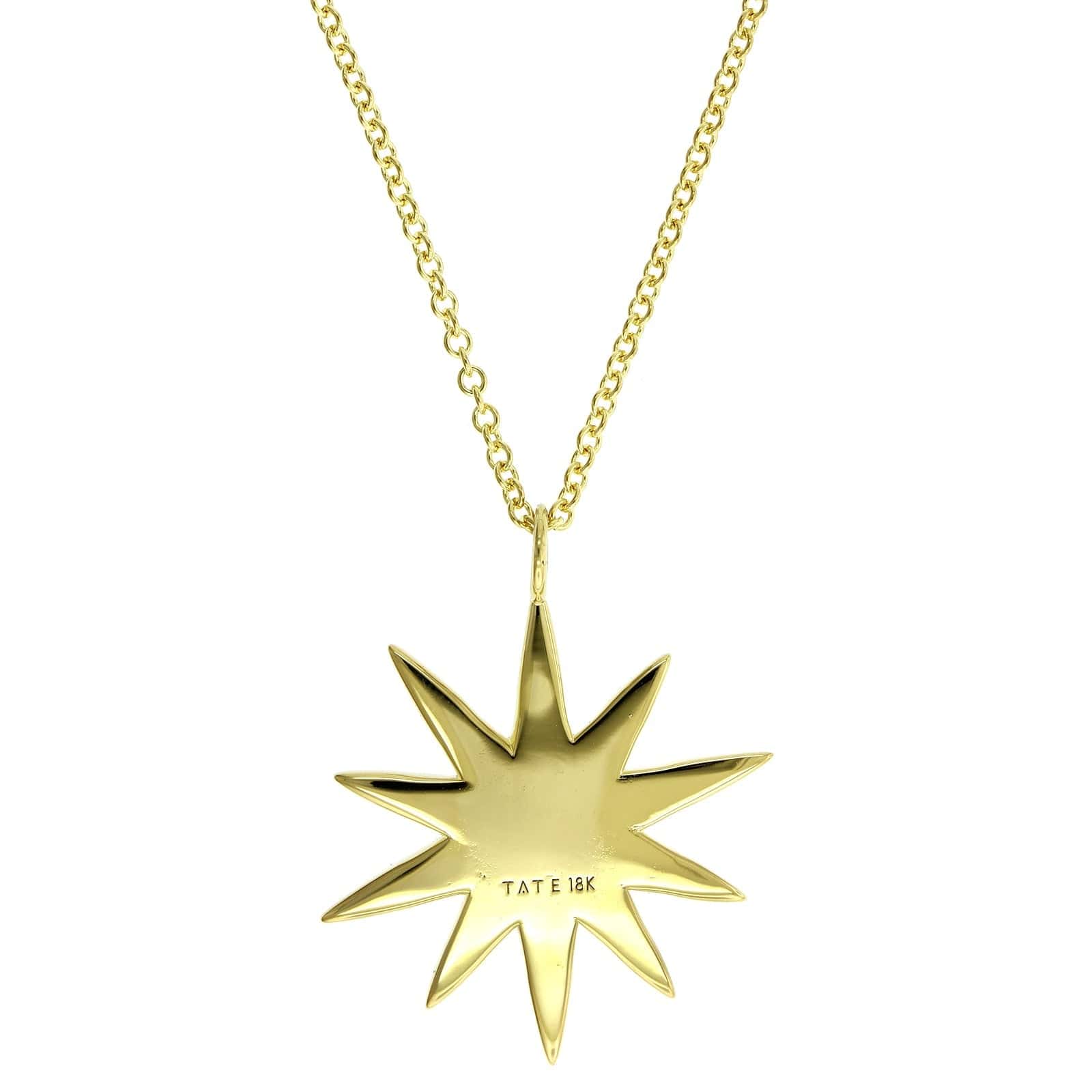 18K Yellow Gold Diamond Star Pendant Necklace - Image 2