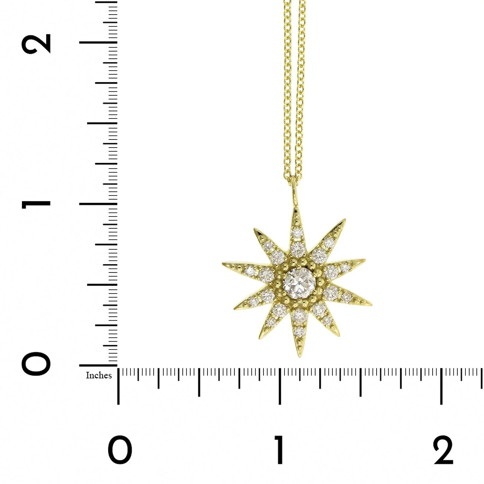 18K Yellow Gold Diamond Star Pendant Necklace - Image 4