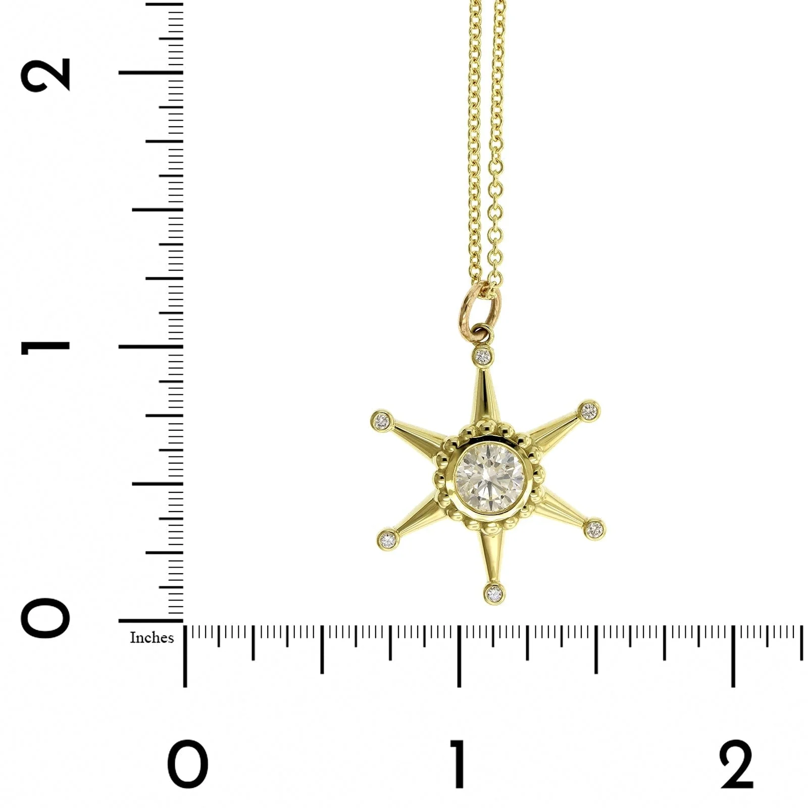 18K Yellow Gold Ships Wheel Diamond Pendant Necklace - Image 4