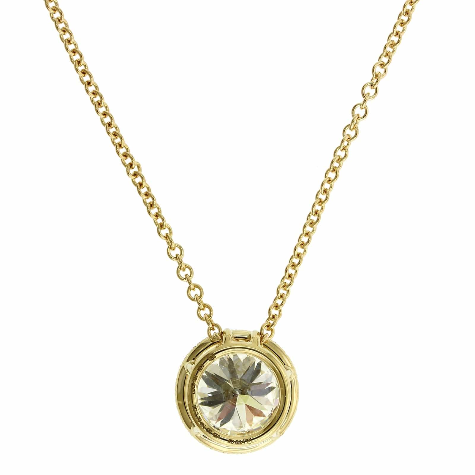 18K Yellow Gold Diamond and Diamond Halo Pendant - Image 2
