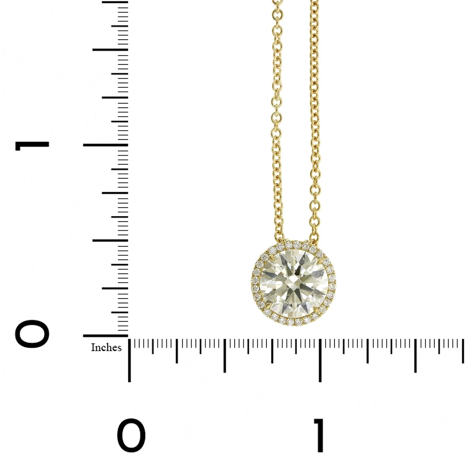 18K Yellow Gold Diamond and Diamond Halo Pendant - Image 4
