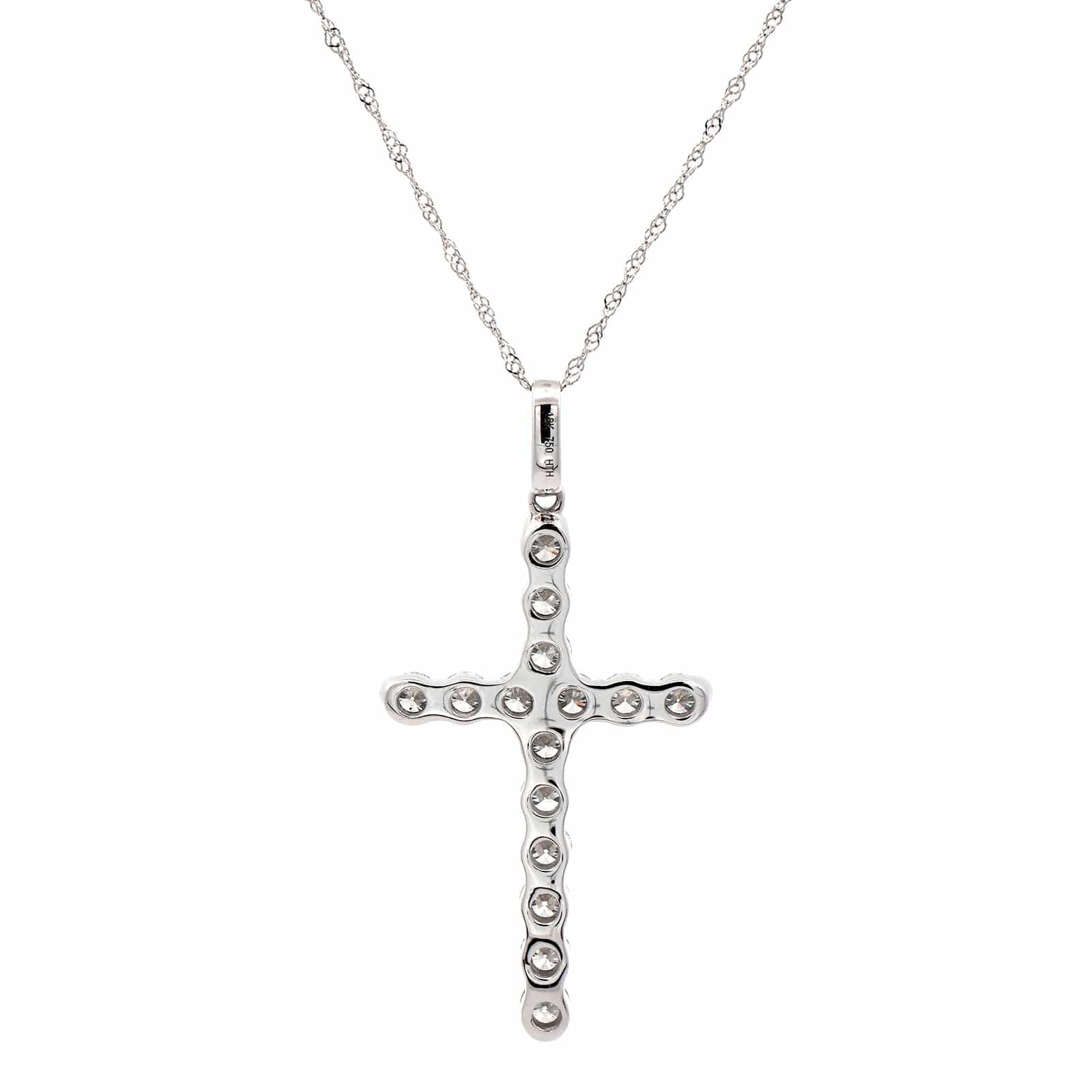 18K White Gold Diamond Cross Pendant - Image 2