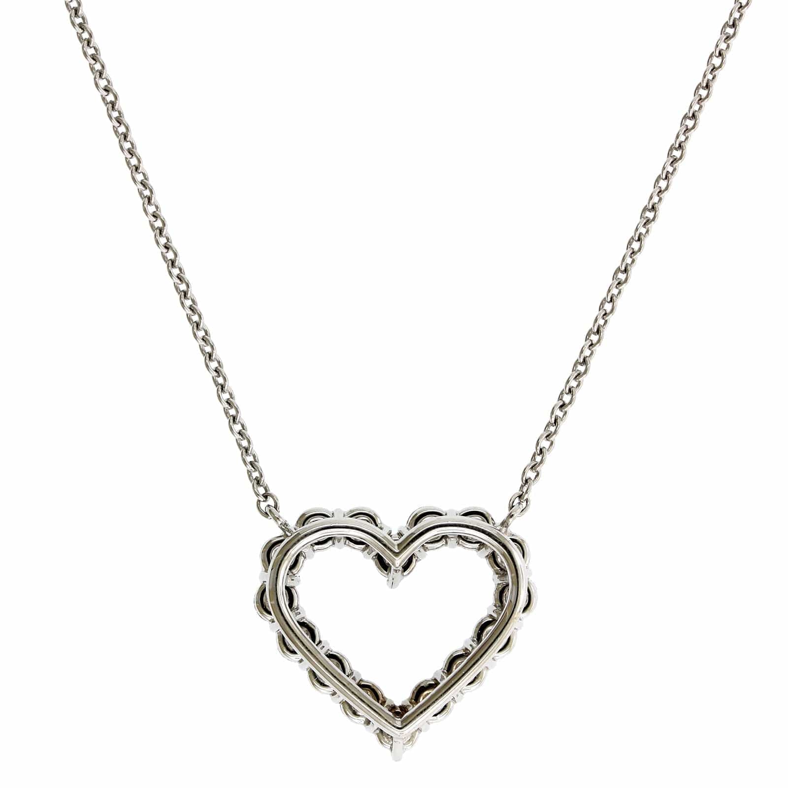18K White Gold Diamond Heart Necklace - Image 2