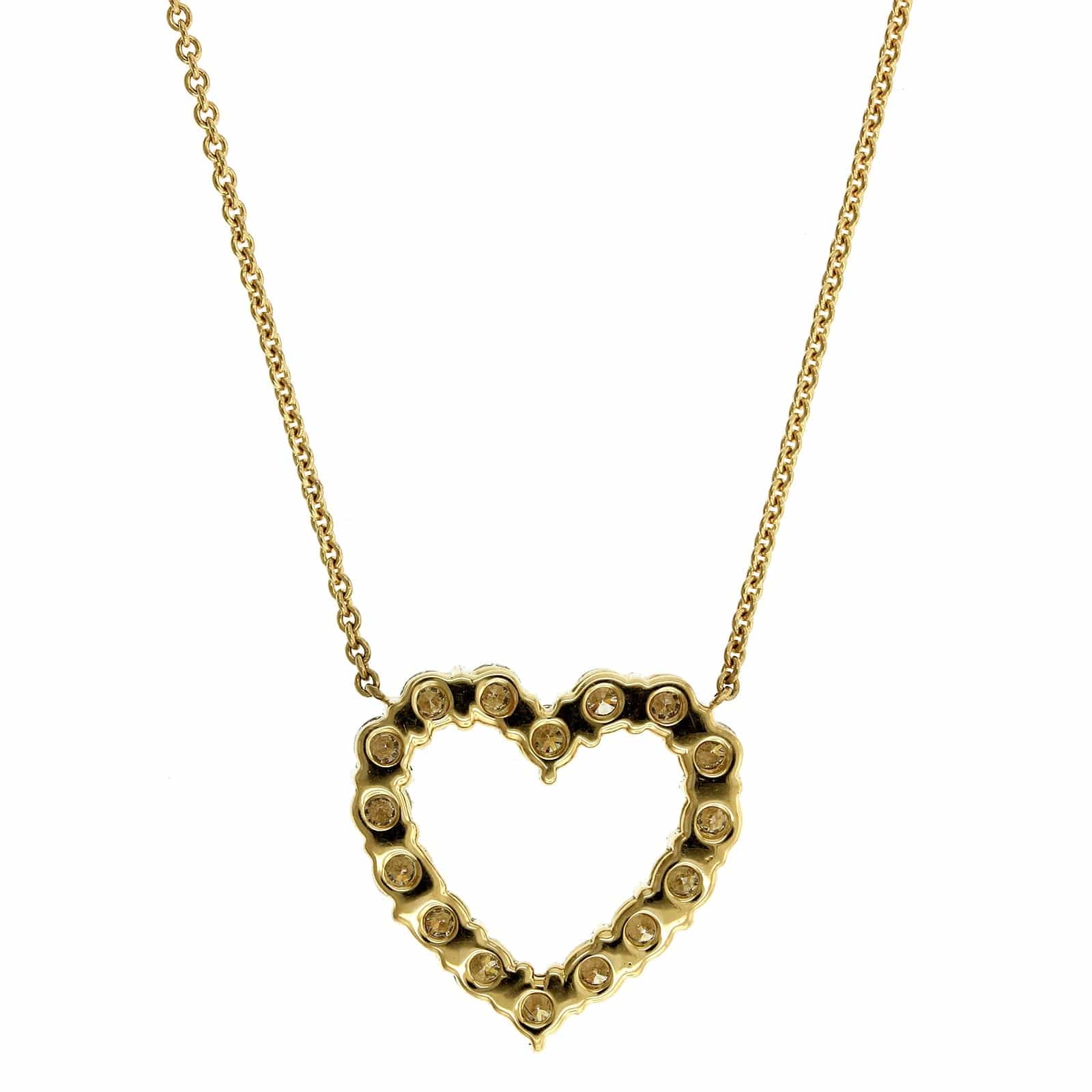 18K Yellow Gold Diamond Heart Necklace - Image 2