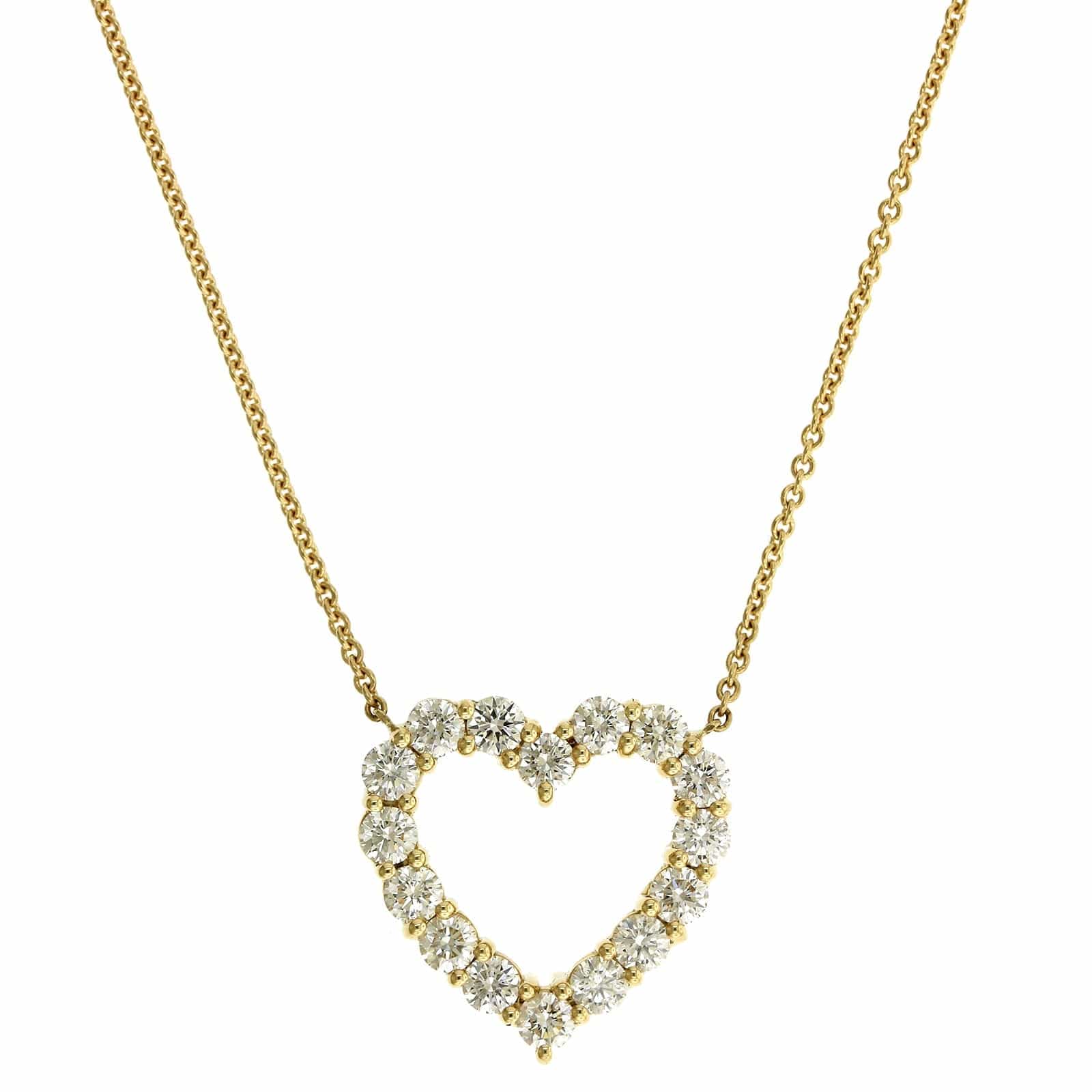 18K Yellow Gold Diamond Heart Necklace - Image 5