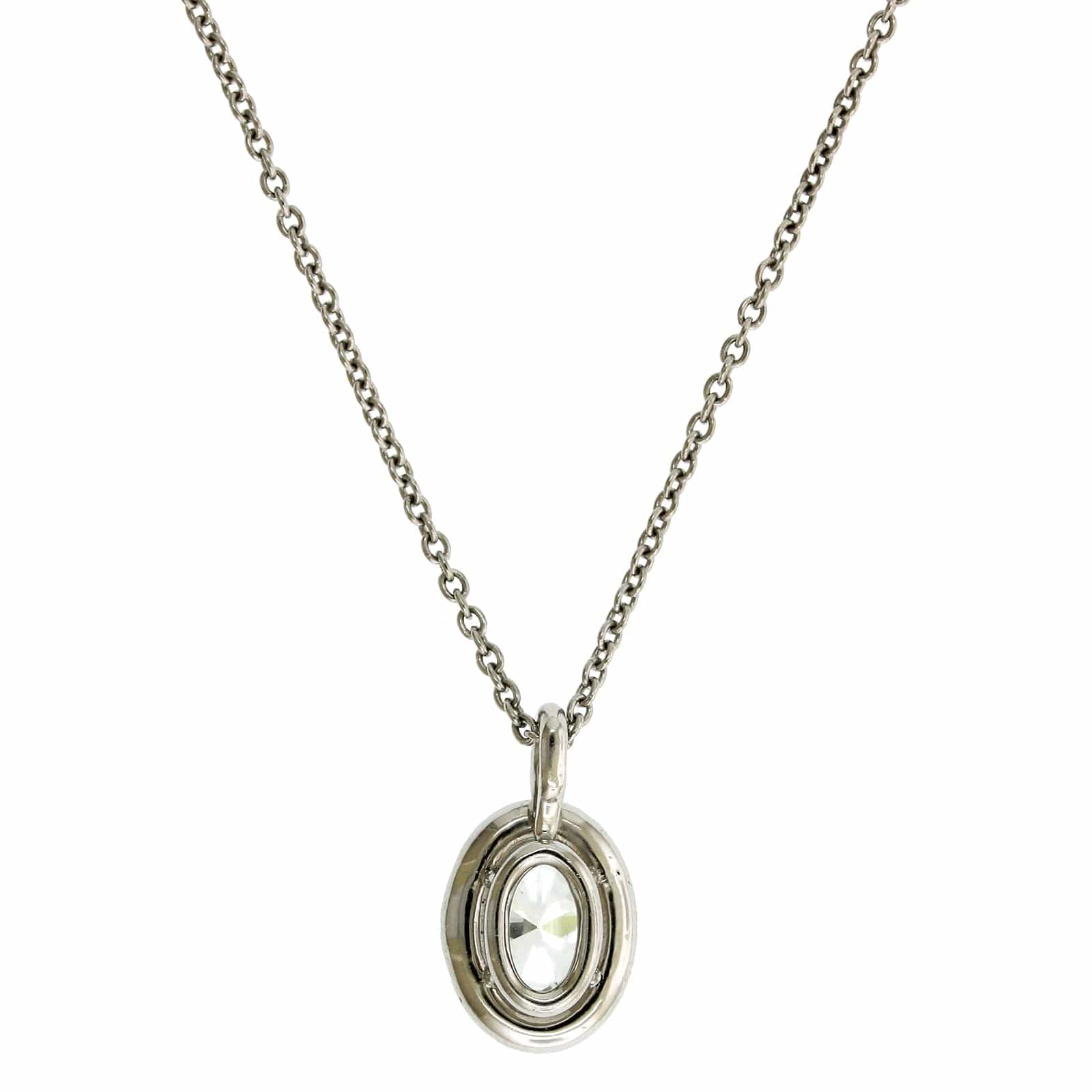 Platinum Oval Diamond Halo Necklace - Image 2