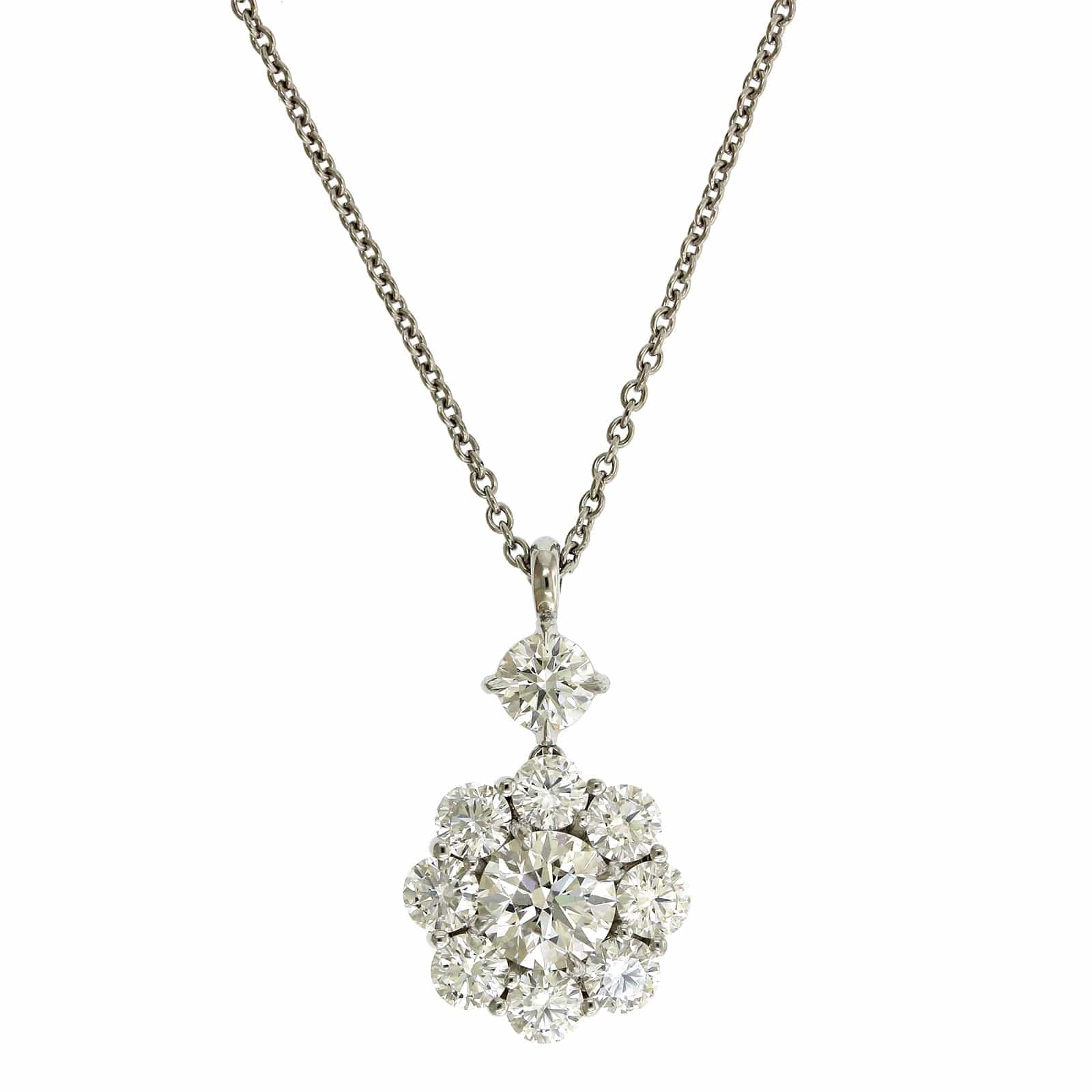 Platinum Diamond Cluster Necklace - Image 5