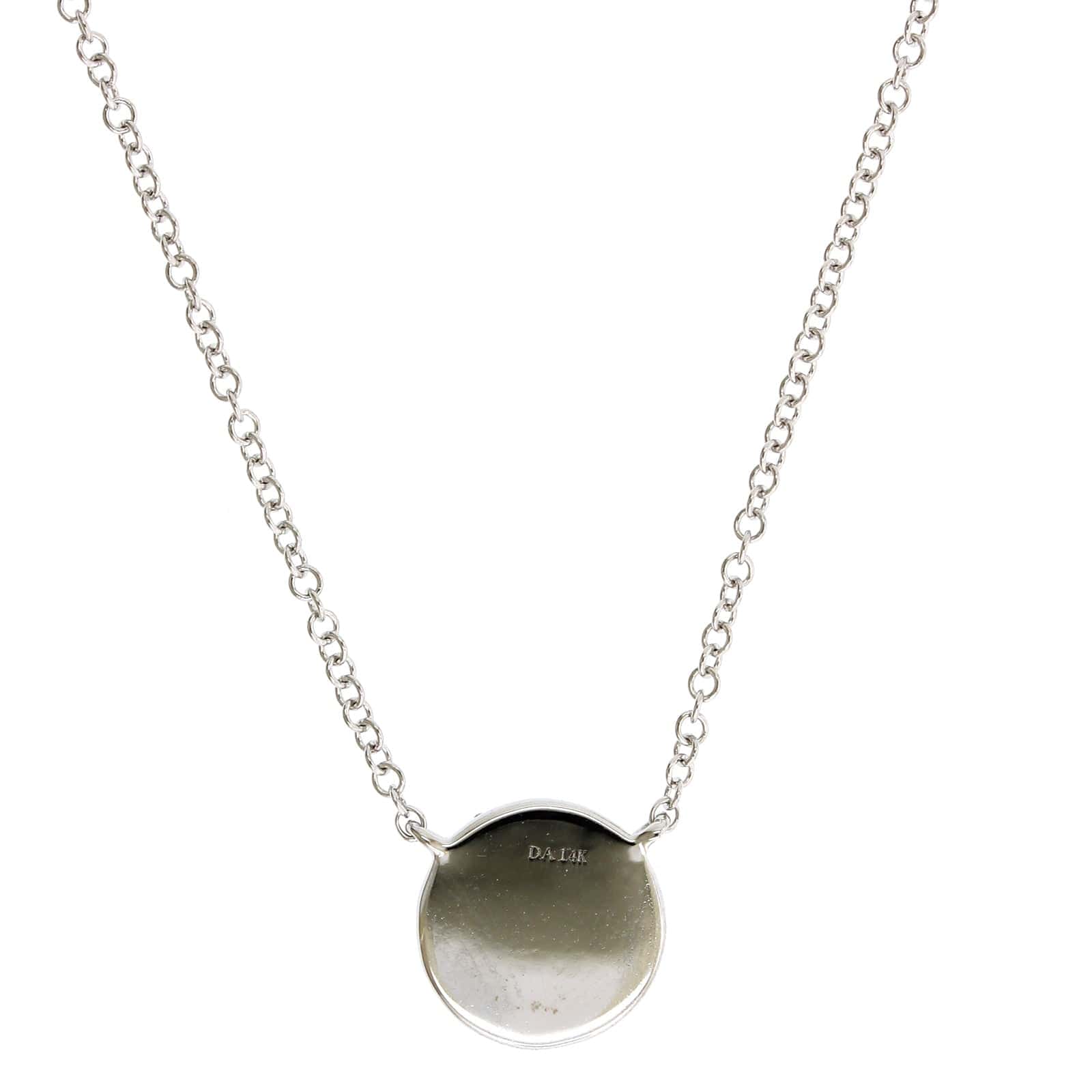 14K White Gold Pave Diamond Disc Necklace - Image 3