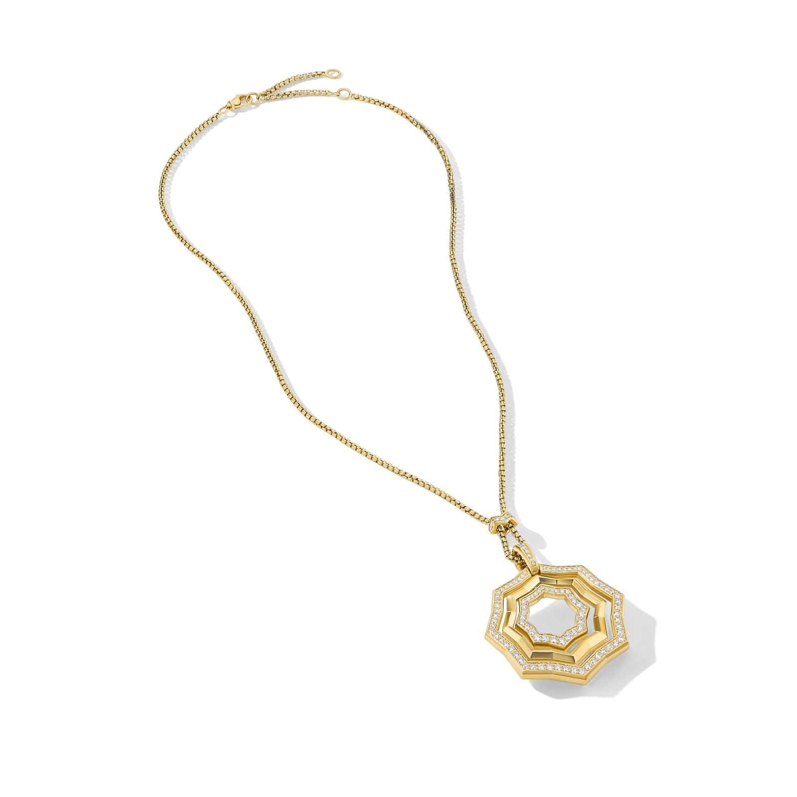 Stax Zig Zag Pendant Necklace in 18K Yellow Gold with Diamonds, 38mm - Image 2