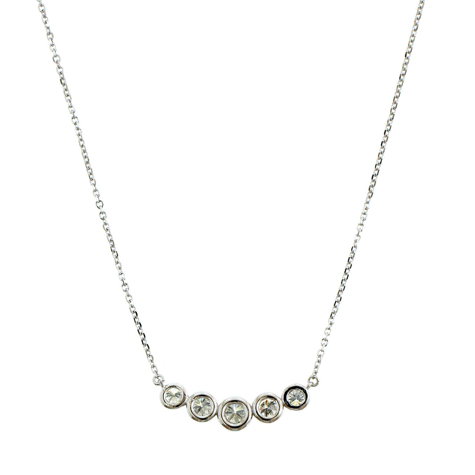 14K White Gold Graduated Diamond Necklace - Image 2