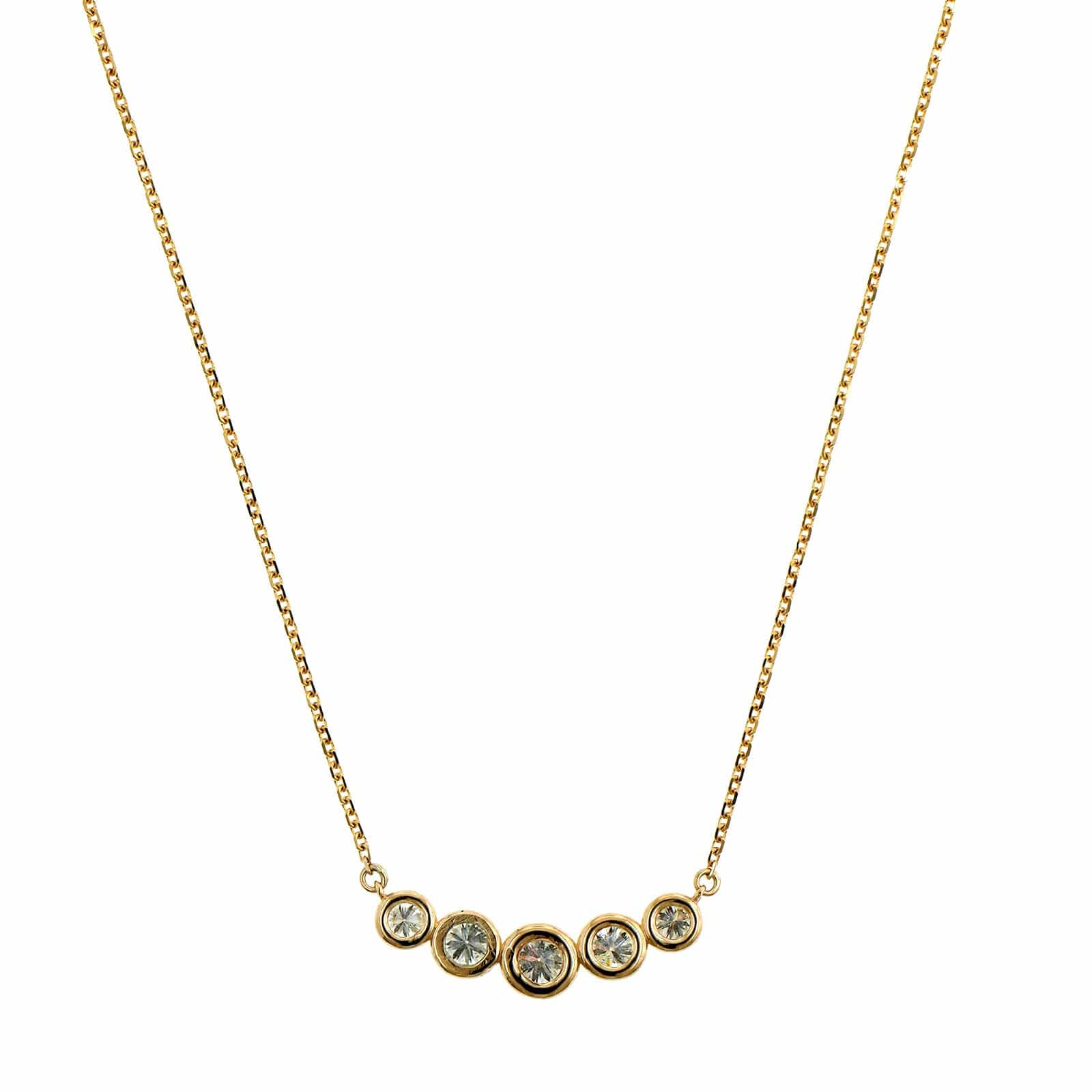 14K Yellow Gold Graduated Diamond Necklace - Image 2
