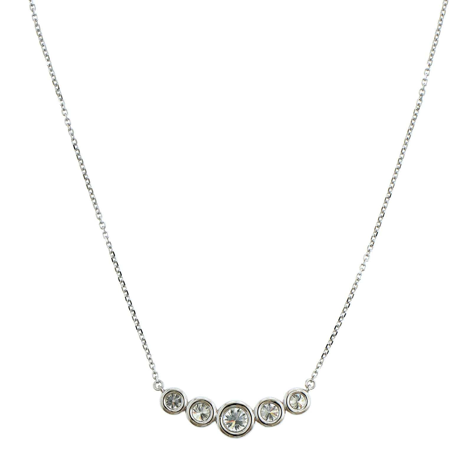 14K White Gold Graduated Diamond Necklace - Image 2