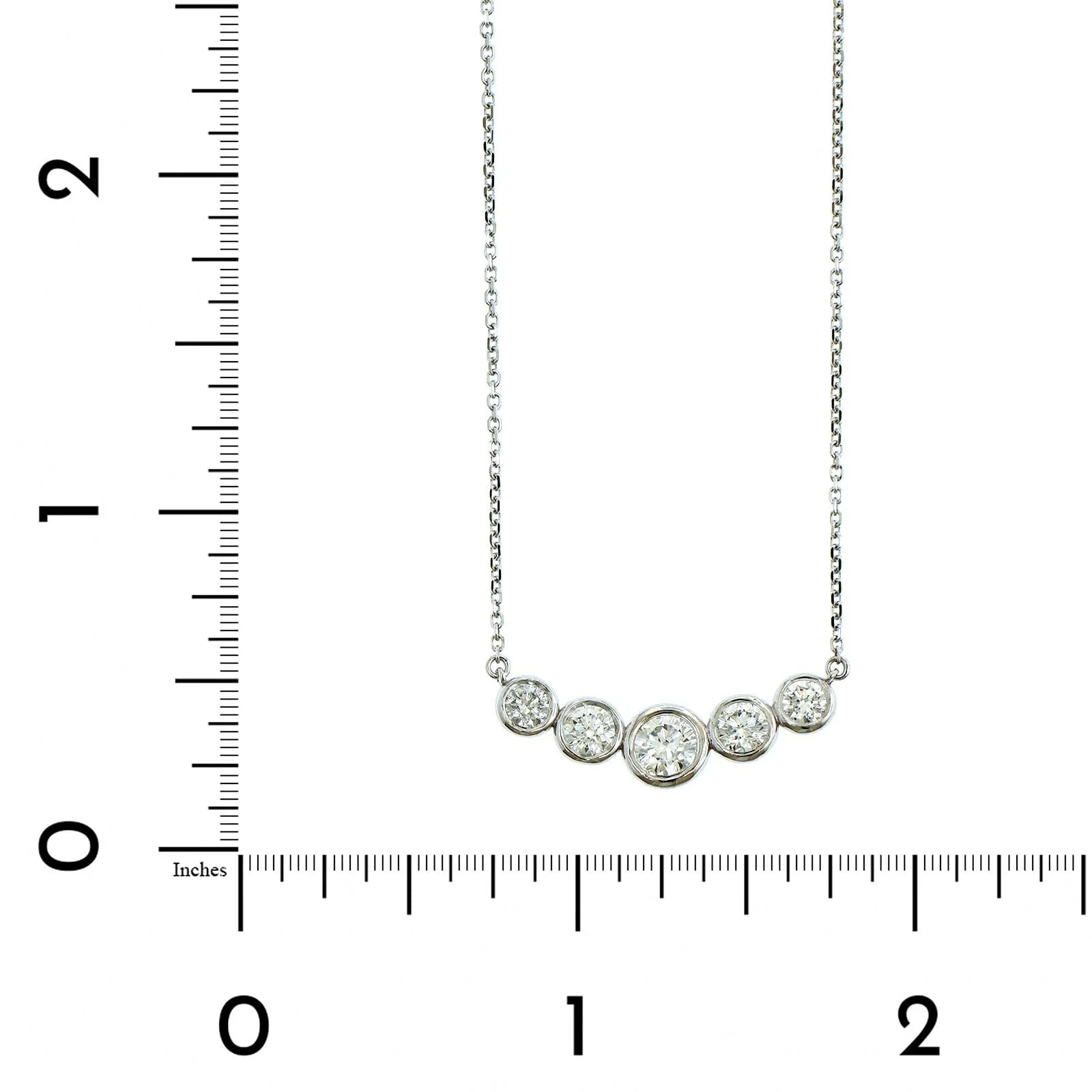 14K White Gold Graduated Diamond Necklace - Image 4