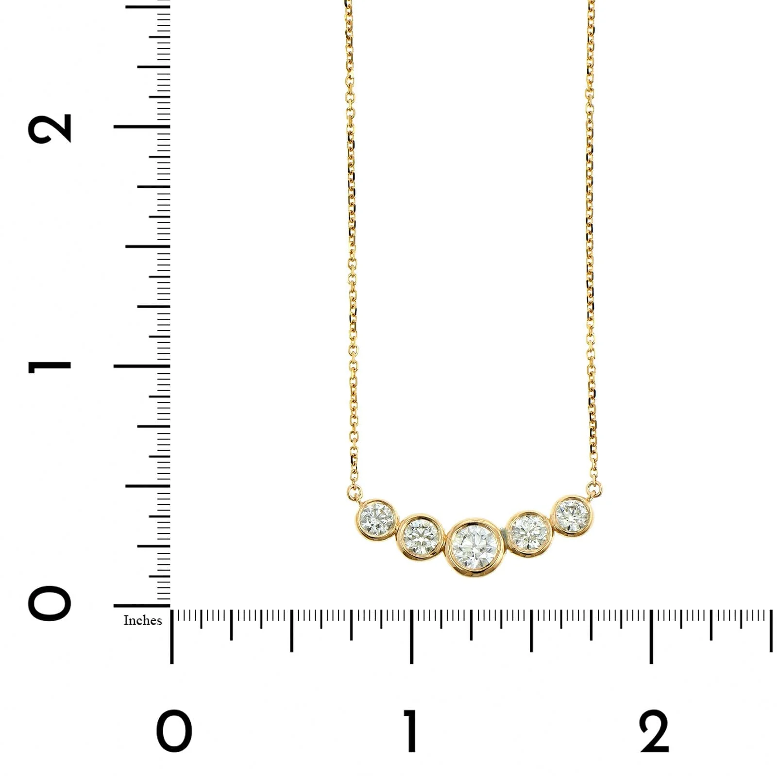 14K Yellow Gold Graduated Diamond Necklace - Image 4